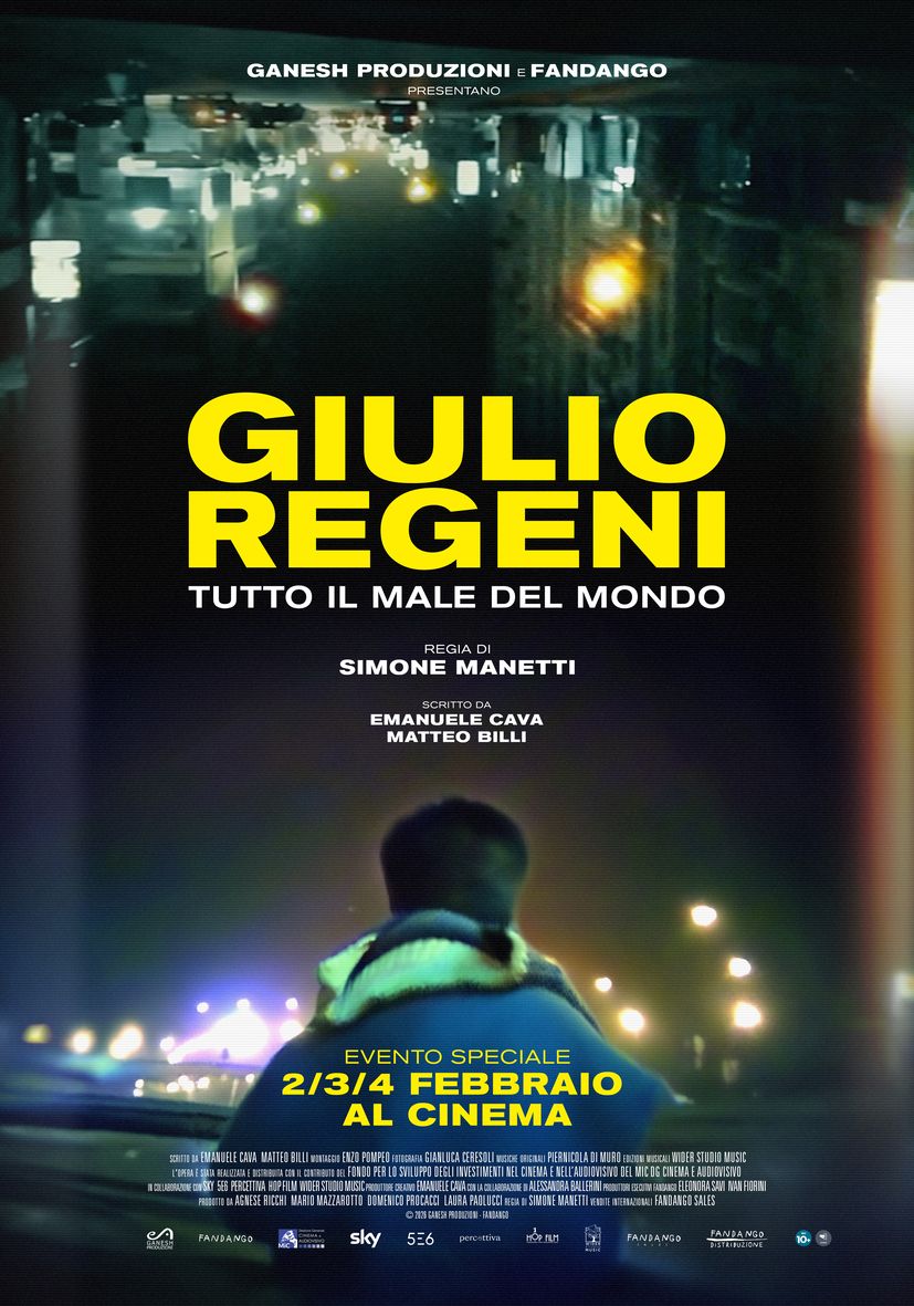 La locandina del docufilm su Giulio Regeni, in uscita nei cinema di tutta Italia dal 2 al 4 febbraio (Ganesh Produzioni con Fandango, in collaborazione con Sky)