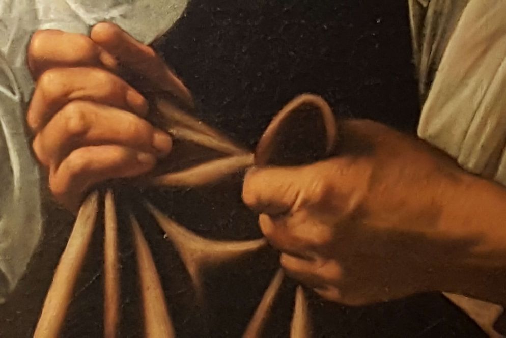 Caravaggio, particolare da "GIuditta e Oloferne" (Roma, Palazzo Barberini)