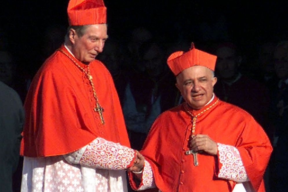 Il cardinale Dionigi Tettamanzi con il suo predecessore il cardinale Carlo Maria Martini