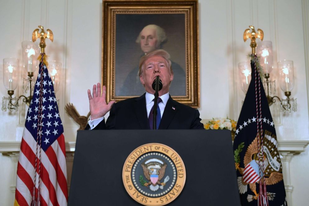 Il presidente americano Trump ha annunciato l'attacco, venerdì alle 21 locali, parlando in diretta tv dalla Casa Bianca (Ansa)