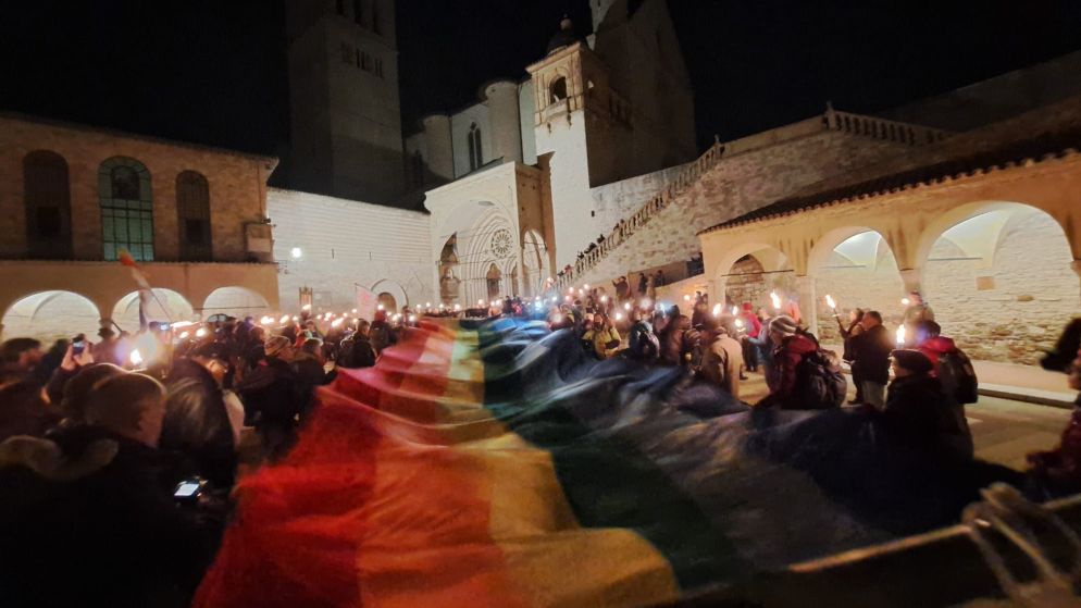 L'arrivo della marcia ad Assisi - Foto Liverani