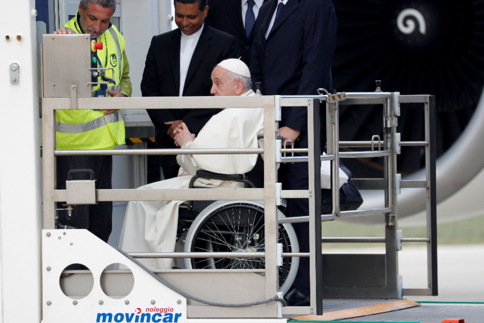 39 sono i viaggi apostolici compiuti finora da papa Francesco. Nel 2022 oltre al Bahrein, il Papa ha visitato Malta, Canada e Kazakistan - Reuters