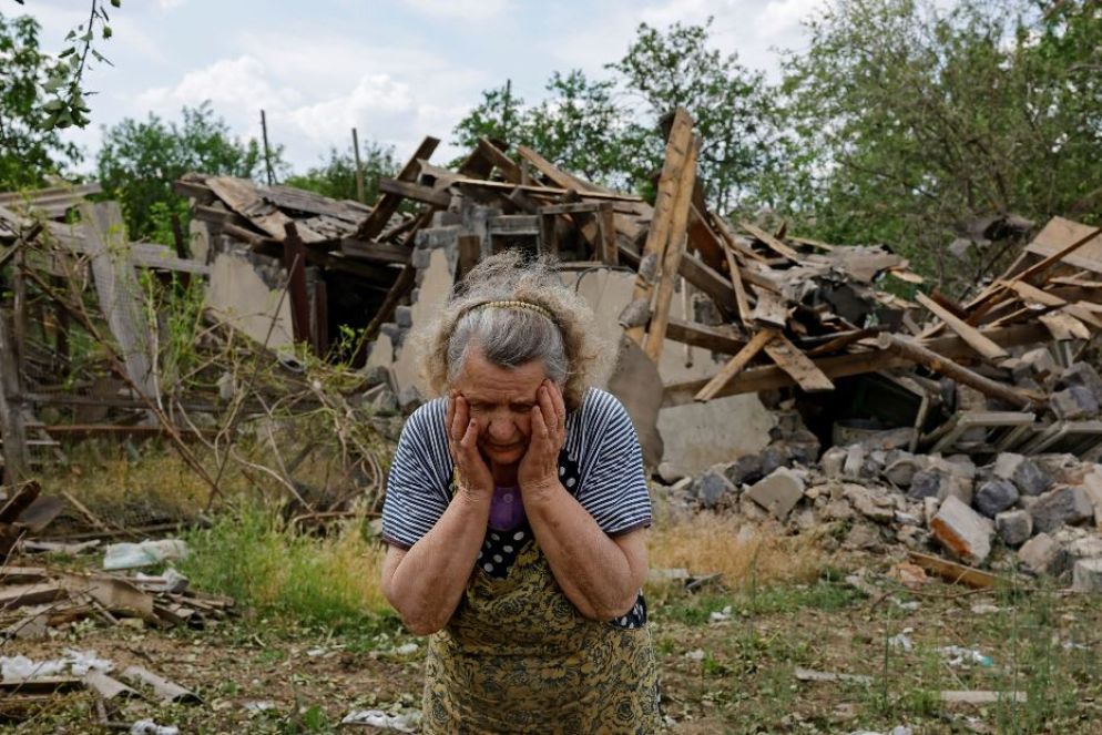 Un villaggio bombardato dai russi nella regione di Donetsk, nell'est dell'Ucraina - Reuters