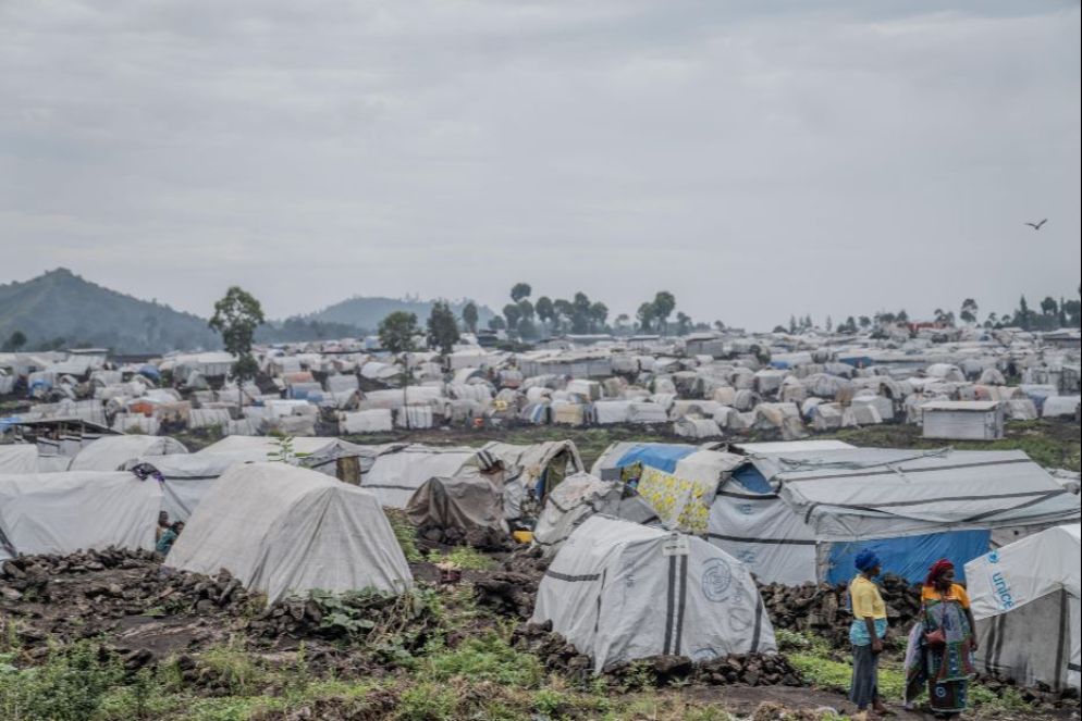 La tendopoli di Bulengo alle porte della capitale del Nord Kivu, Goma - Ansa