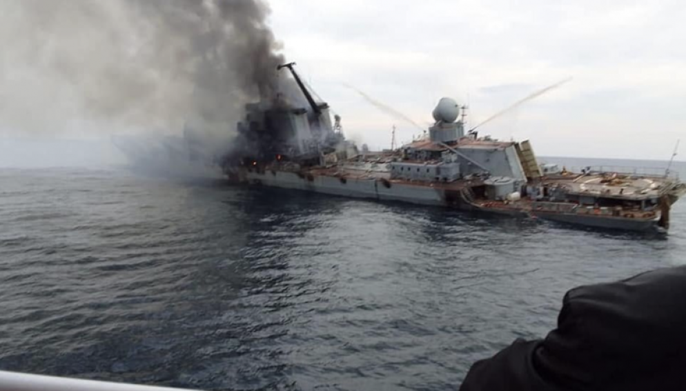 La Moskva in fiamme