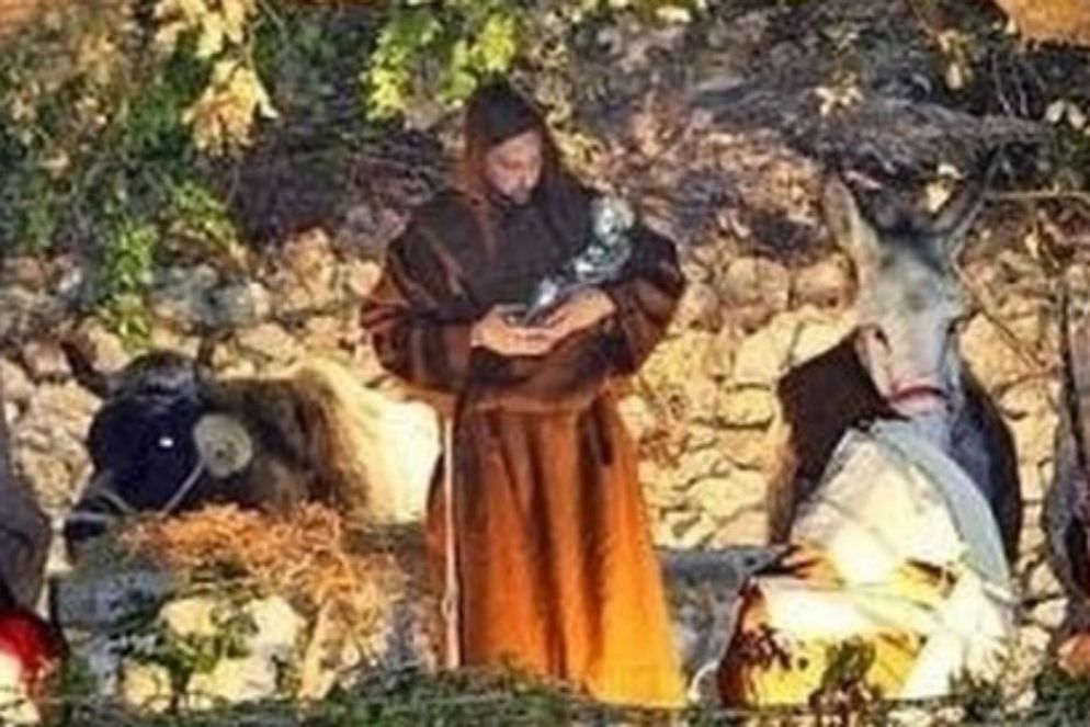 Una scena del presepio vivente a Greccio