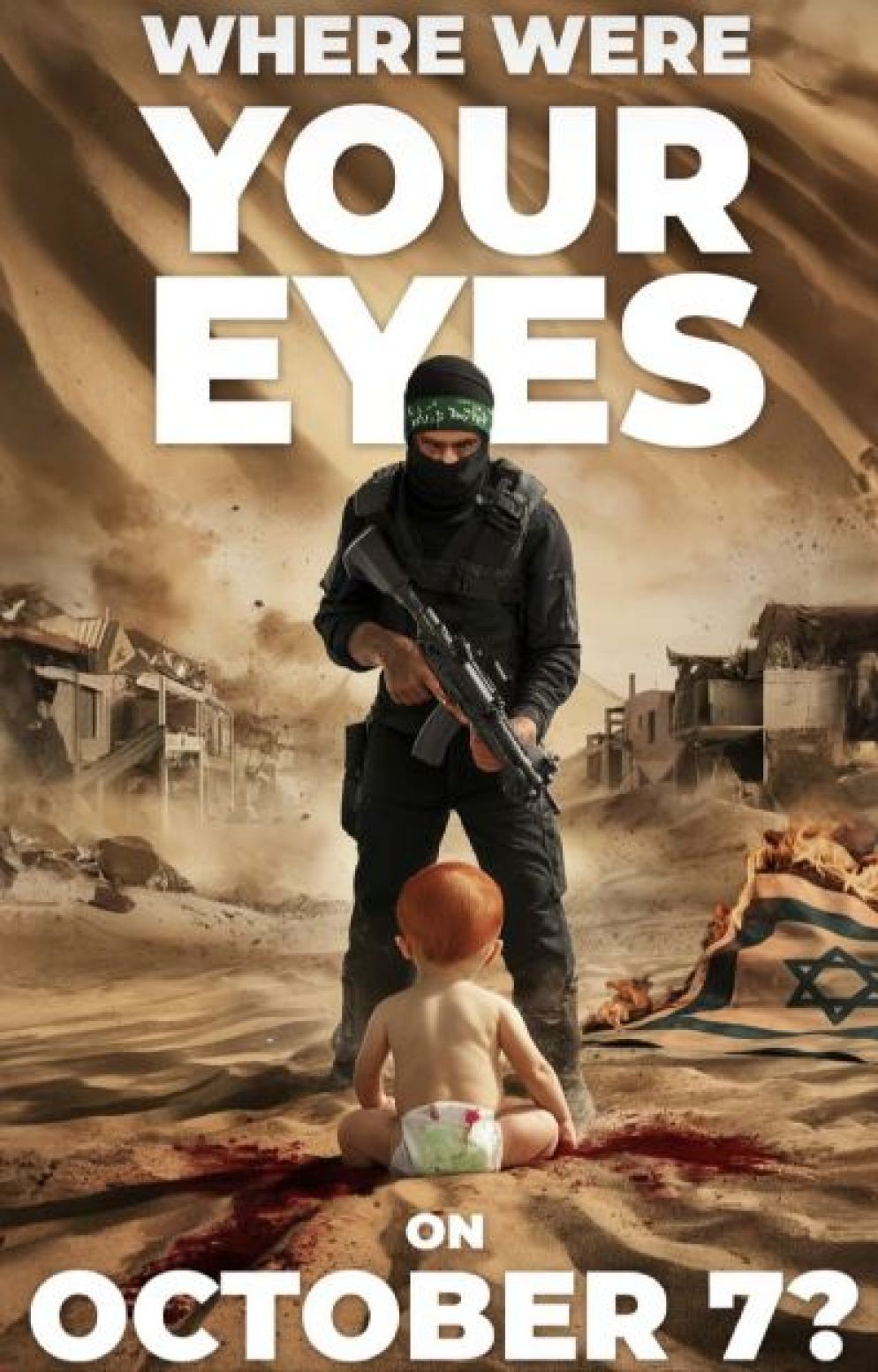 Il manifesto israeliano in risposta all'immagine "All eyes on Rafah" diventata virale sul social network - Instagram