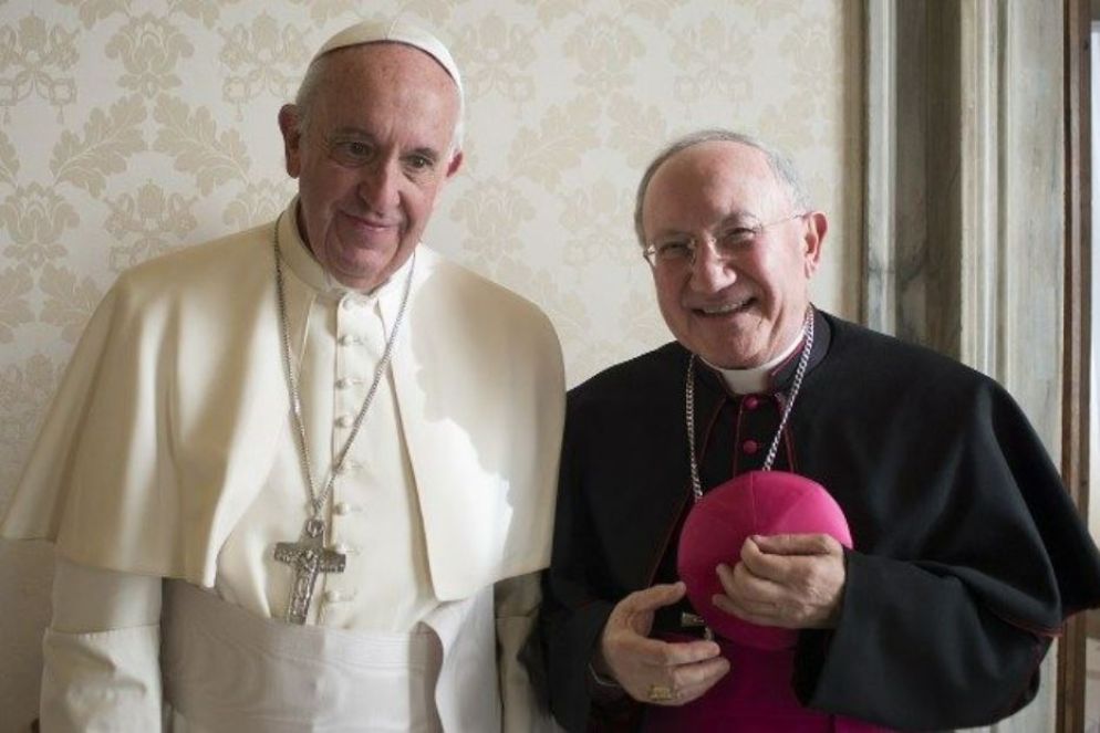 Papa Francesco con l’arcivescovo Aldo Cavalli, visitatore apostolico a Medjugorje - Vatican Media