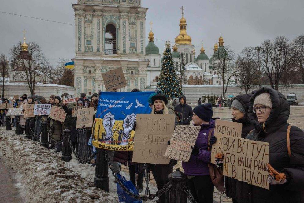 A Kiev una manifestazione dei familiari dei prigionieri di guerra - Ansa