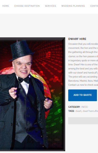 Una schermata di uno dei siti che organizzano feste con nani - .