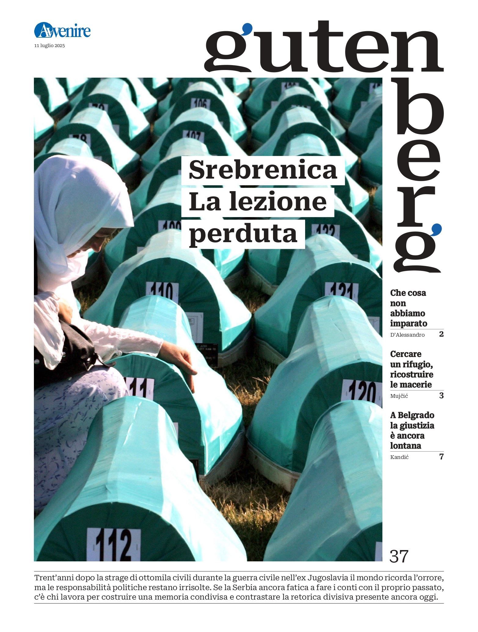La copertina di "Gutenberg" n. 37, 11 luglio 2025 - -