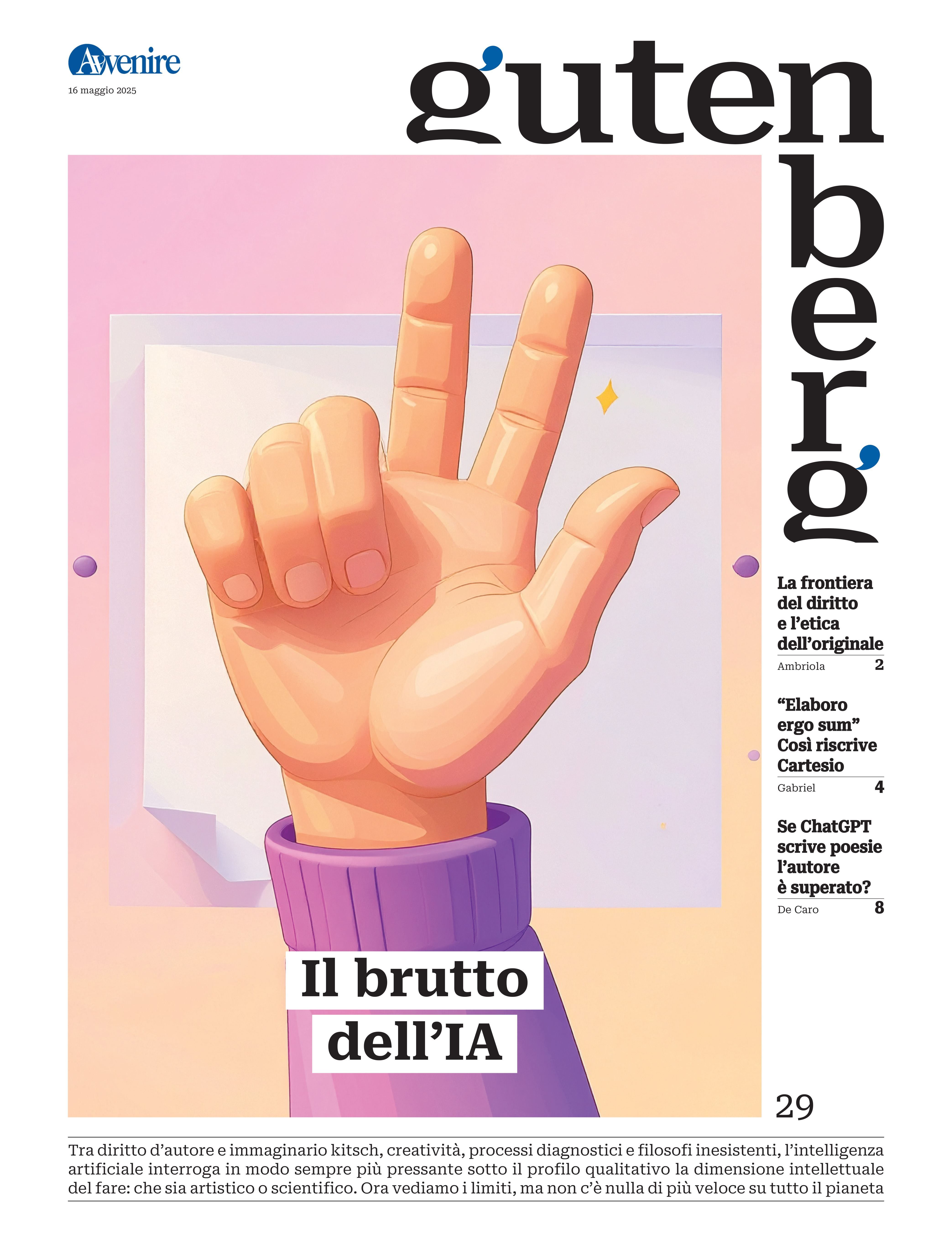 La copertina di "Gutenberg" n. 29, 16 maggio 2025 - -