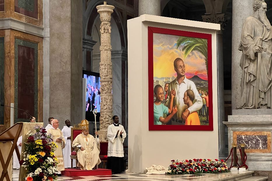 Il cardinale Marcello Semeraro durante la beatificazione del giovane congolese Floribert Bwana Chui, martire della corruzione - Gambassi