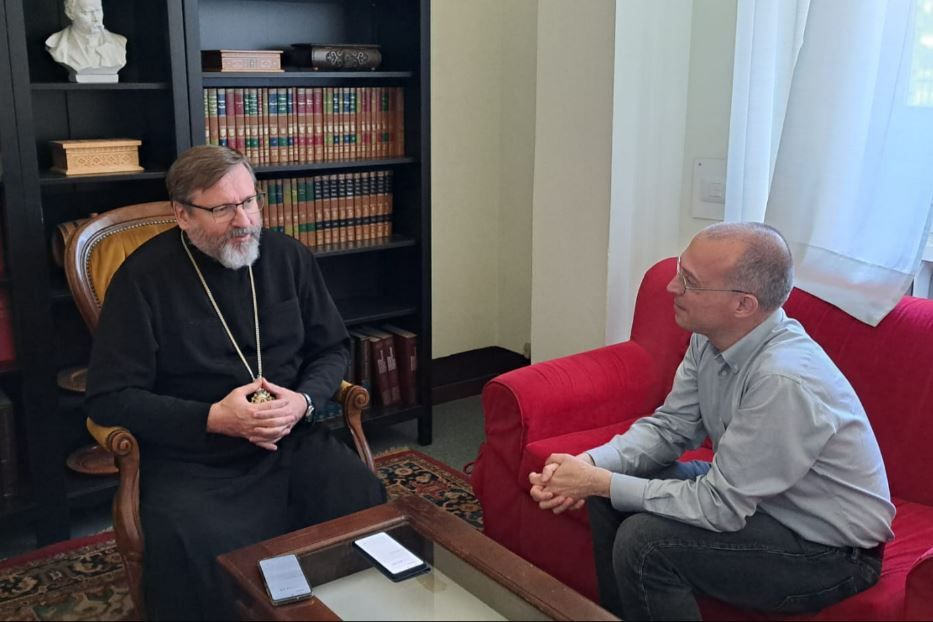 Il capo della Chiesa greco-cattolica ucraina, l’arcivescovo maggiore Sviatoslav Shevchuk, durante la conversazione con Avvenire e Sir - Avvenire-Sir