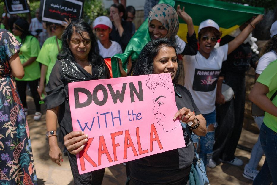 A demonstration against kafala, the system that regulates the work of migrants in many Middle Eastern countries, including Lebanon. - .