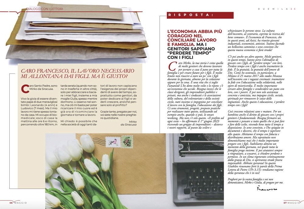 La rivista "Piazza San Pietro" pubblica le ultime risposte di papa Francesco ai lettori - "Piazza San Pietro"