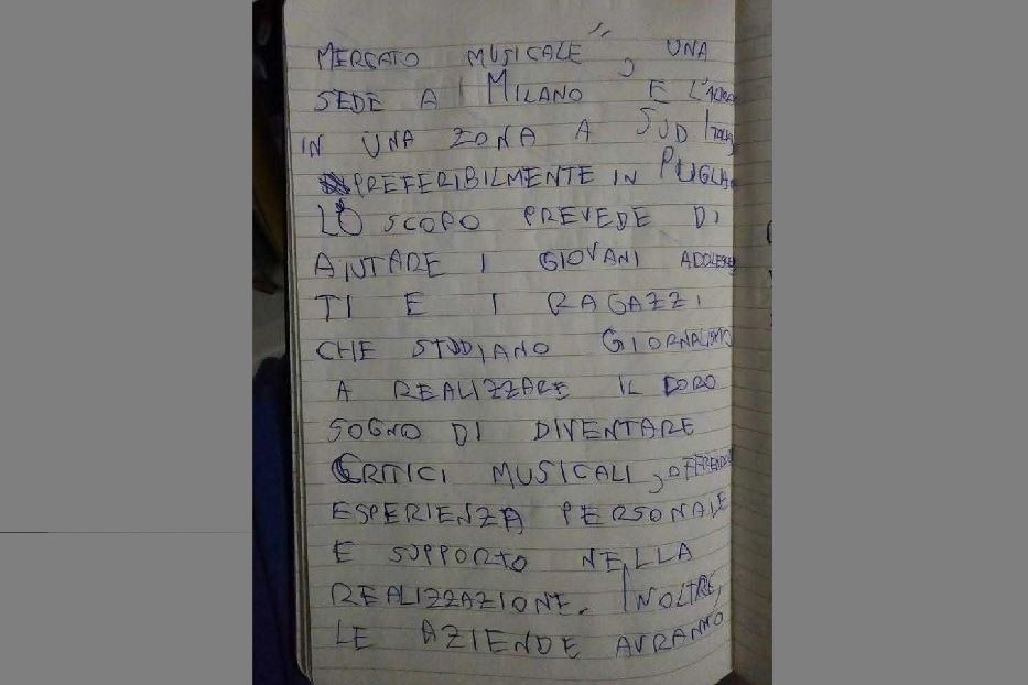 Una pagina dei taccuini di Alfredo