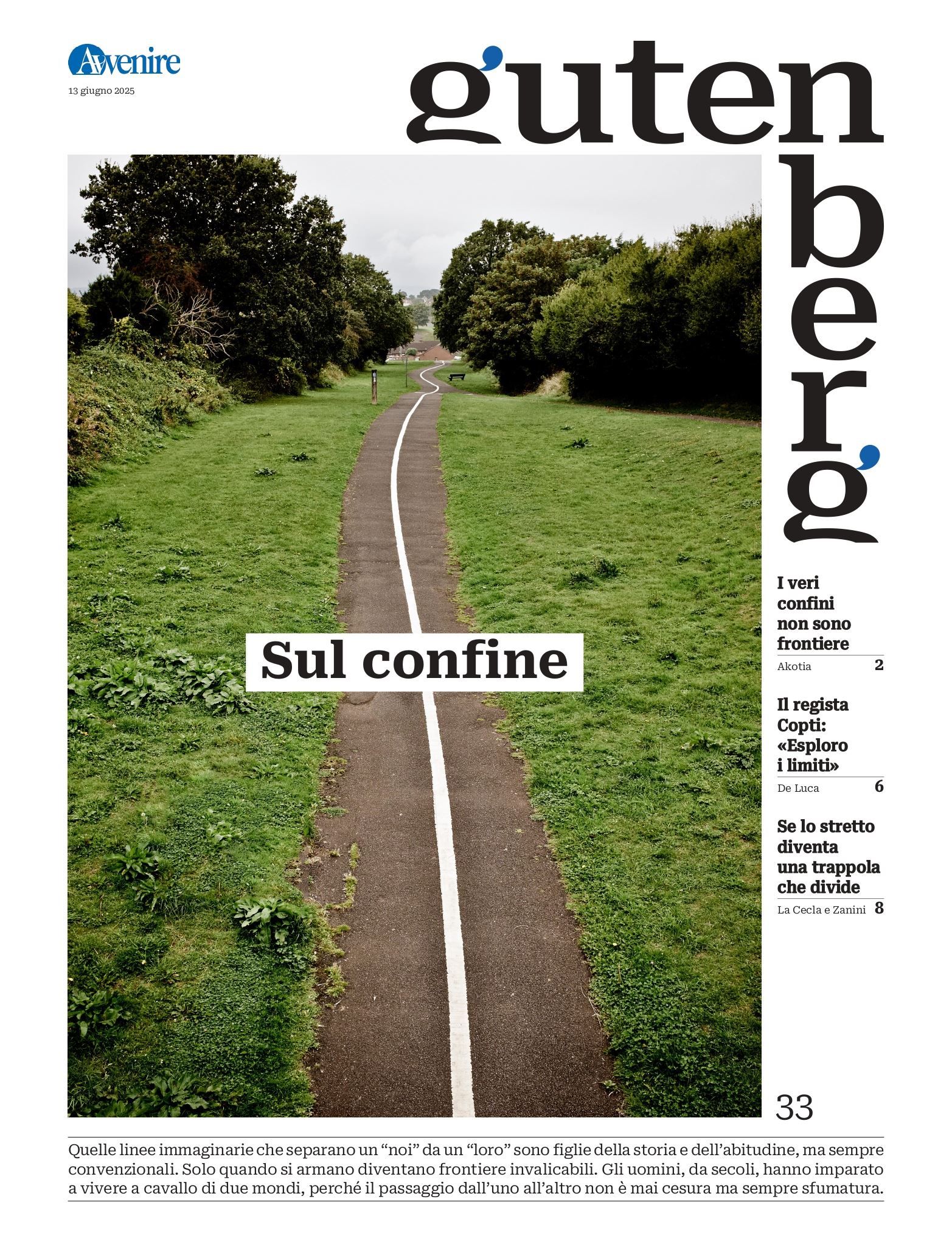 La copertina di "Gutenberg" n. 33, 13 giugno 2025 - -