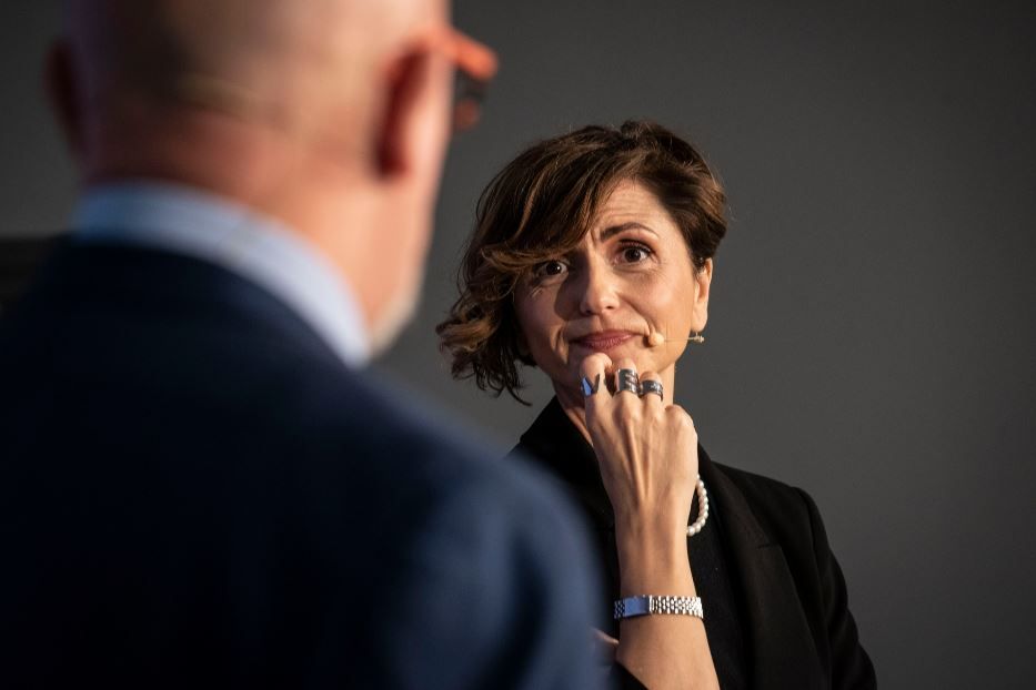 Viviana Daloiso in dialogo con Gianni Cervellera in un momento del convegno Cei di Pastorale della salute - Foto Alessio Romenzi