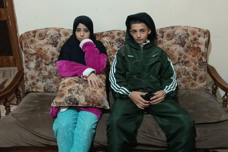 Nadia and her brother in their aunt's house in Tripoli, northern Lebanon - .