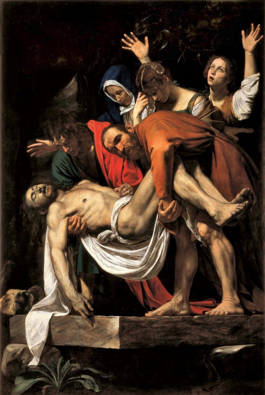 Michelangelo Merisi da Caravaggio, La Deposizione di Cristo, 1602-04, olio su tela; 300×203 cm. Pinacoteca Vaticana, Città del Vaticano