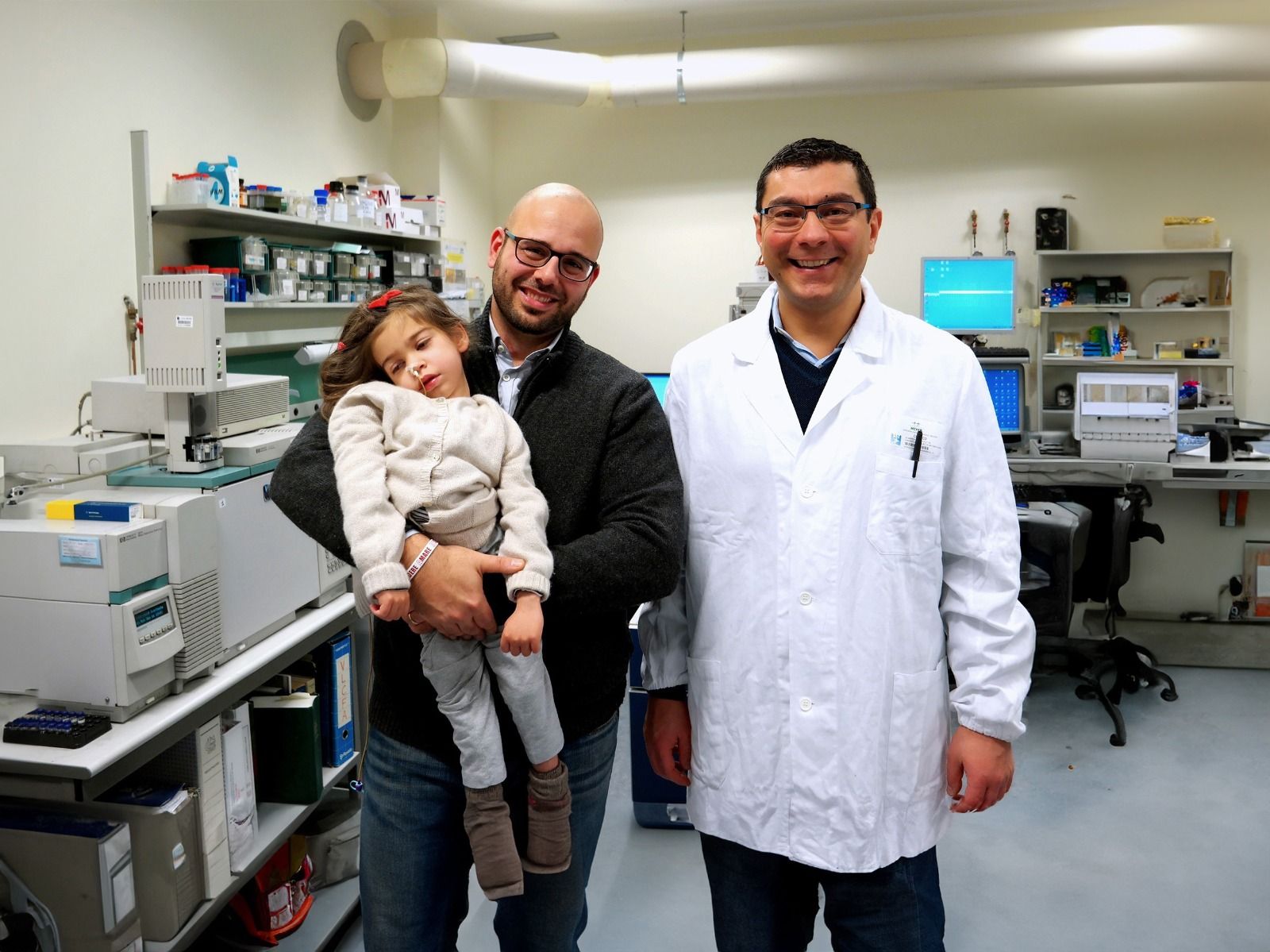 Sofia con papà Guido e il professor Giancarlo La Marca