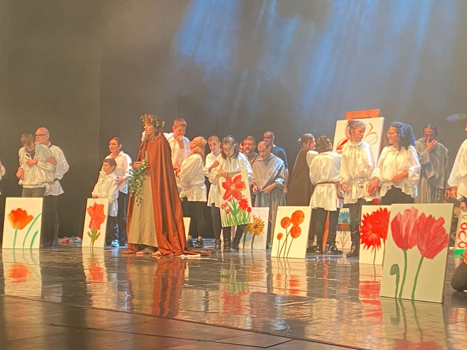 Un momento corale della rappresentazione ad Assisi