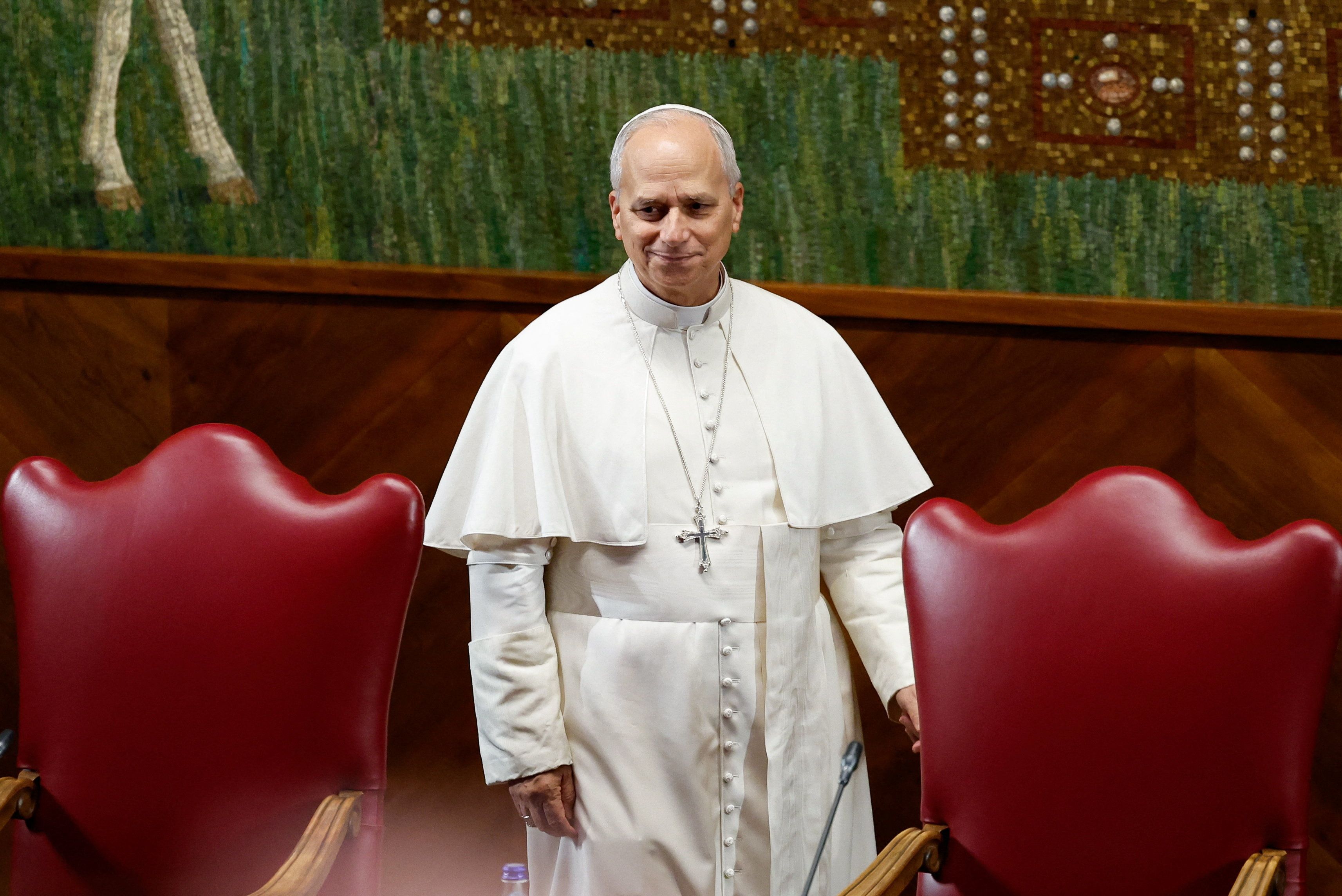 Papa Leone XIV apre l'anno accademico alla Pontificia Università Lateranense a Roma / REUTERS