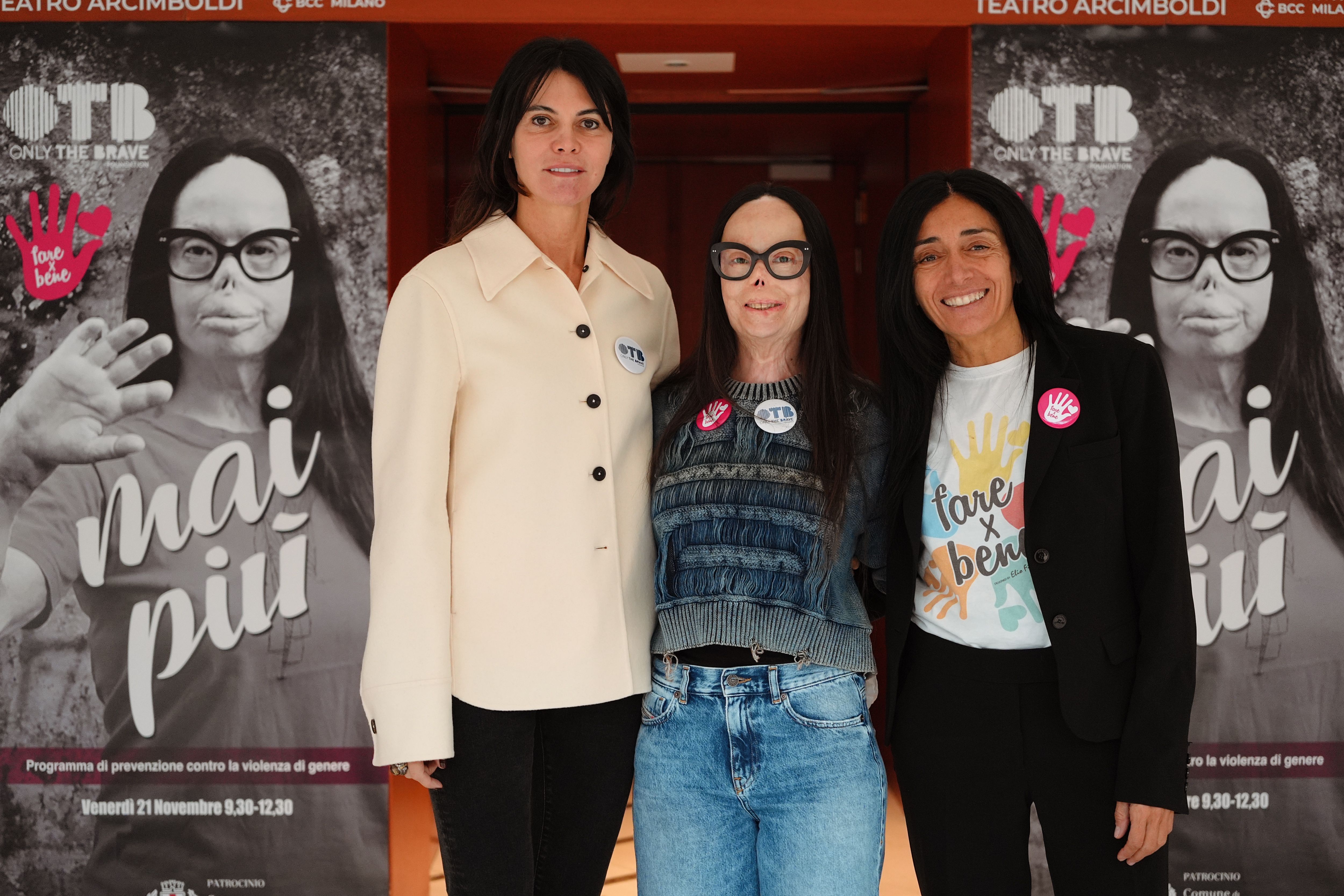 Da sinistra: Arianna Alessi, vicepresidente Otb Foundation; Valentina Pitzalis; Giusy Laganà, direttrice Fare X Bene Ets