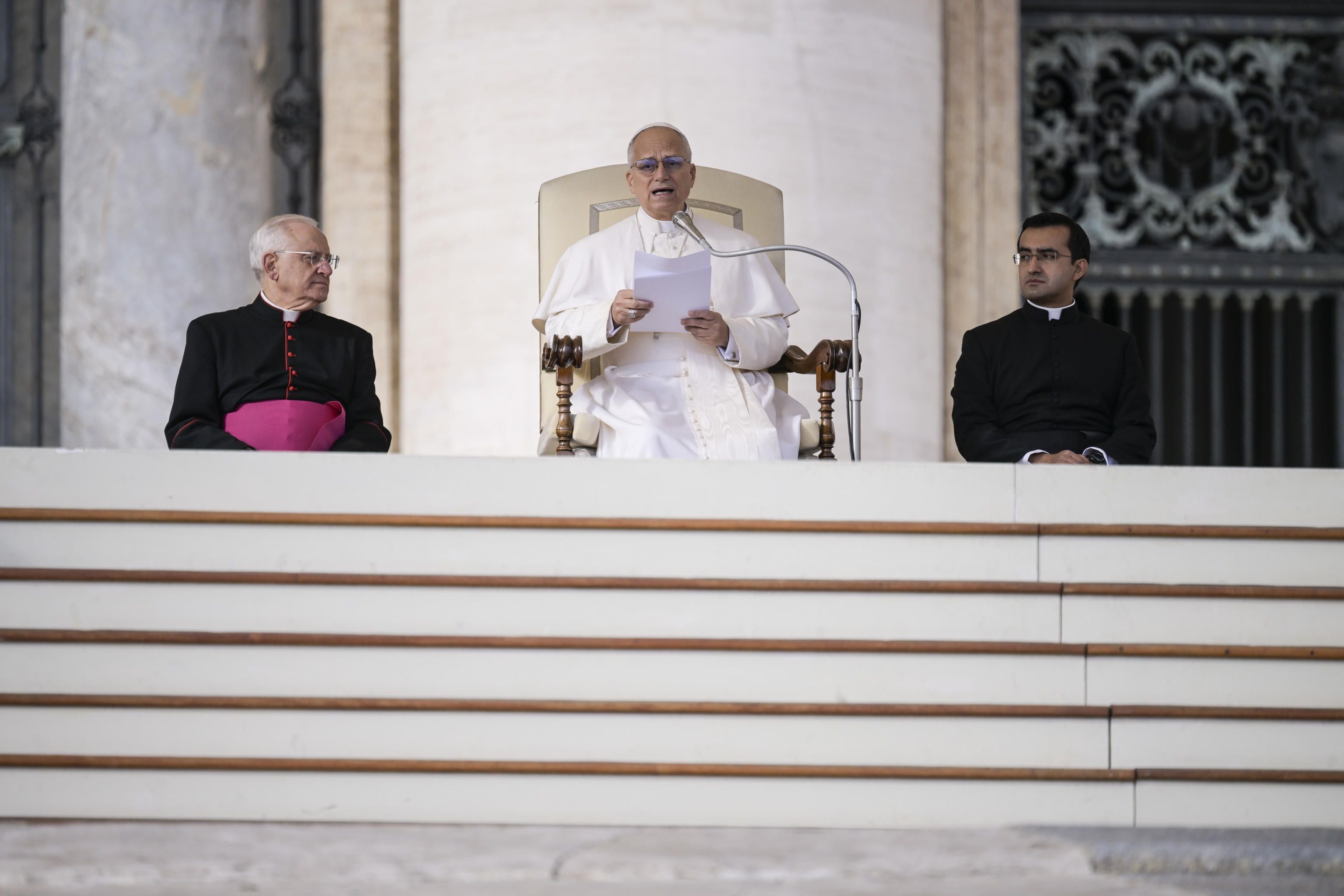 Papa Leone XIV all'udienza generale in piazza San Pietro, 26/11/25 (ANSA)