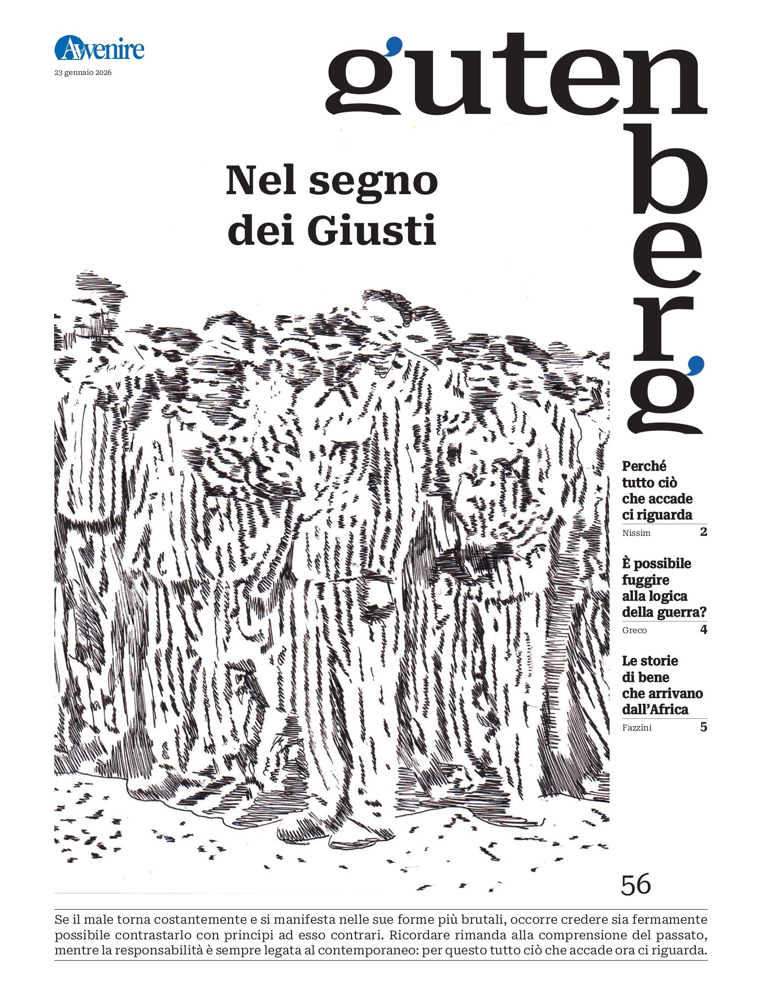 La copertina di Gutenberg n. 56, 23 gennaio 2026