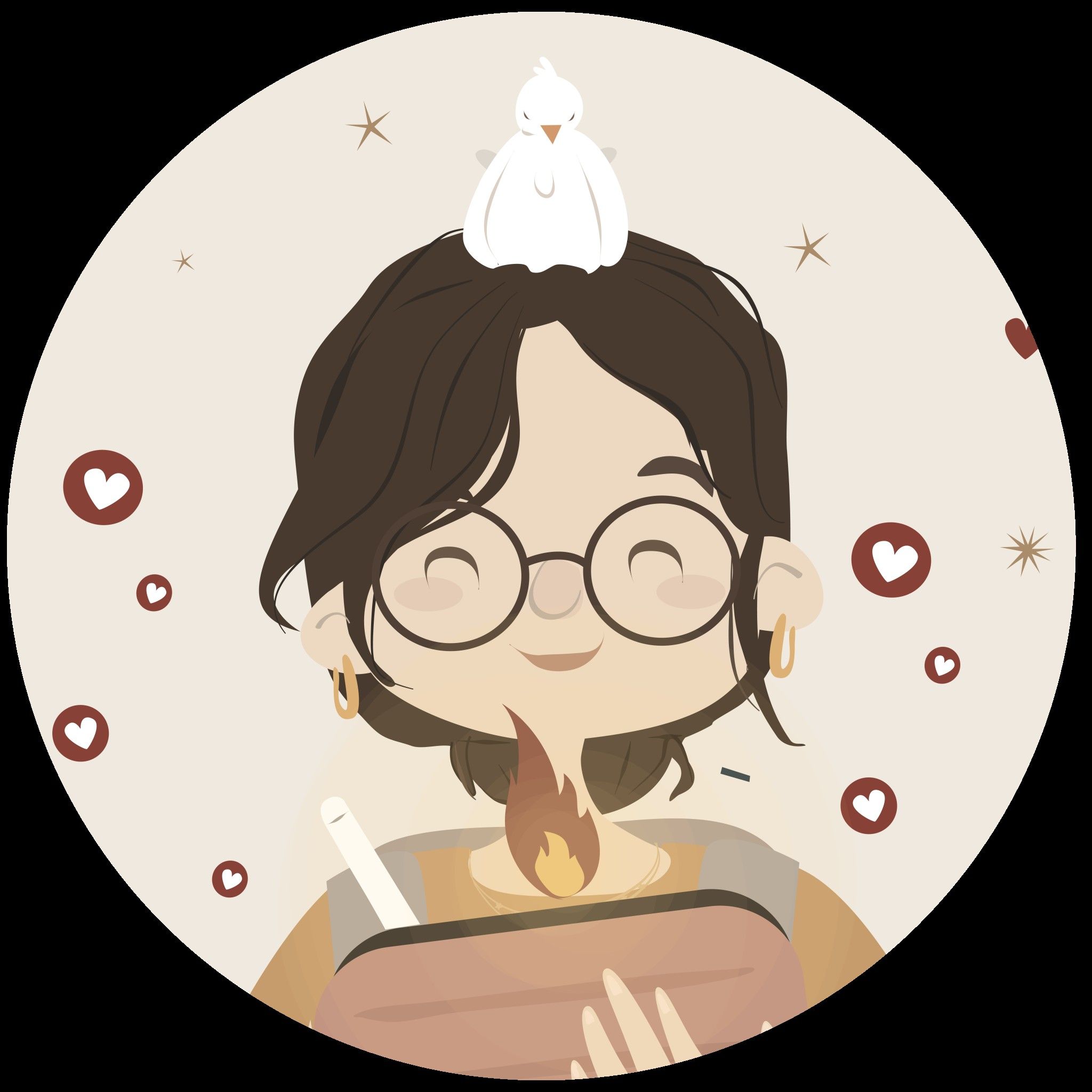 Mariella Matera in un disegno-autoritratto