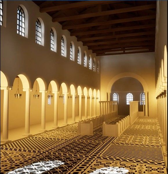 Ricostruzione della chiesa episcopale basata sui risultati degli scavi / Daniel Hinz