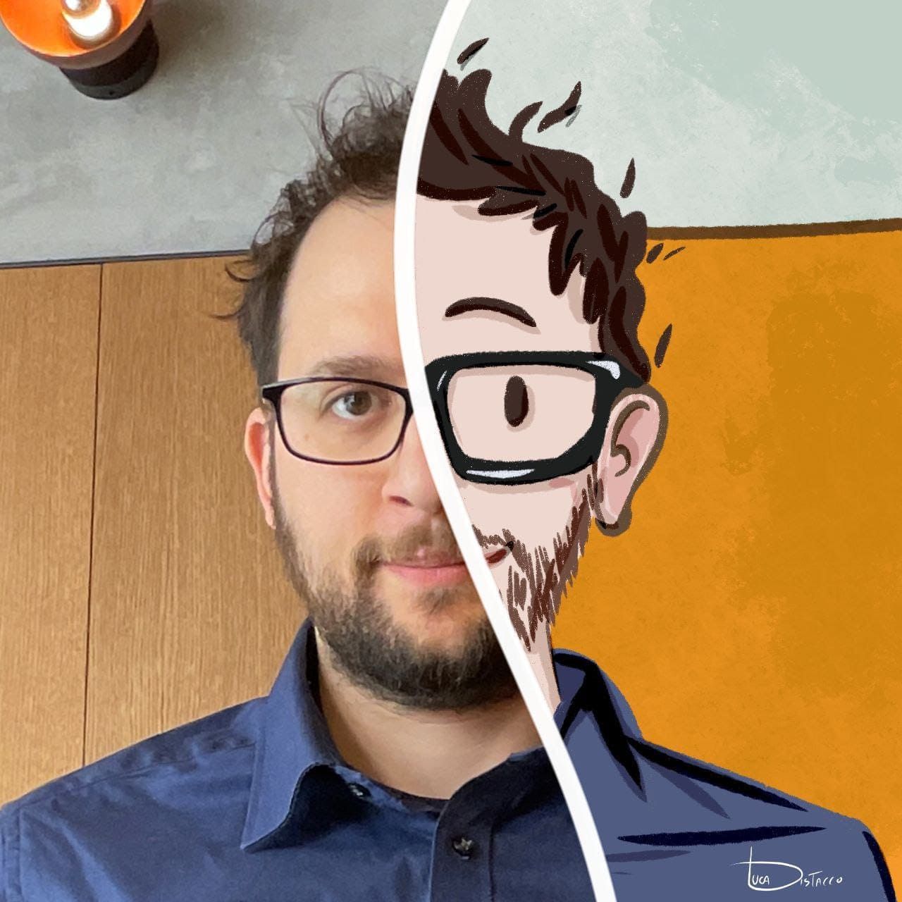 Il viso di Luca Laudito tra realtà e fumetto&nbsp;