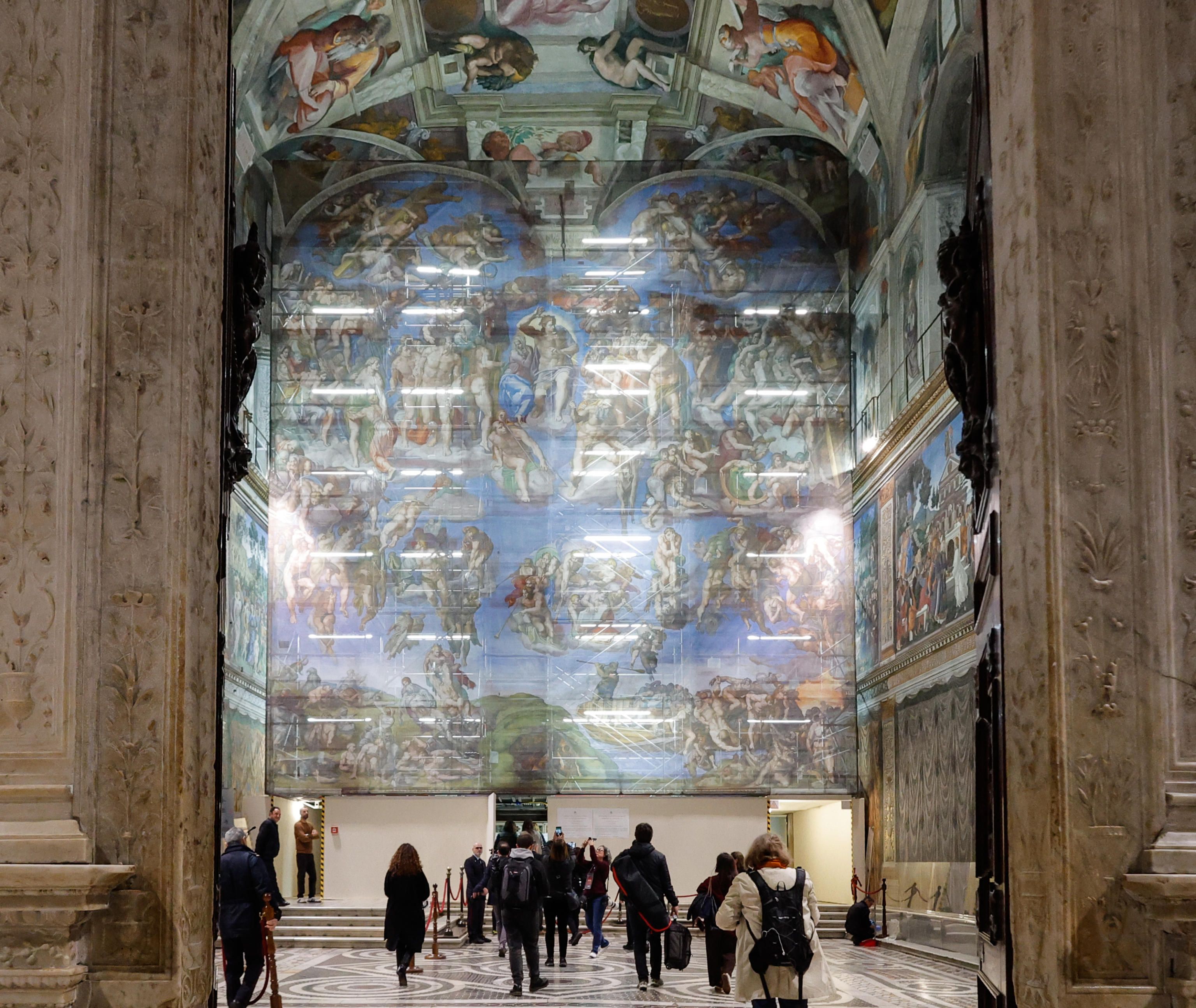 L'impalcatura per la manutenzione straordinaria del Giudizio universale nella Cappella Sistina / ANSA