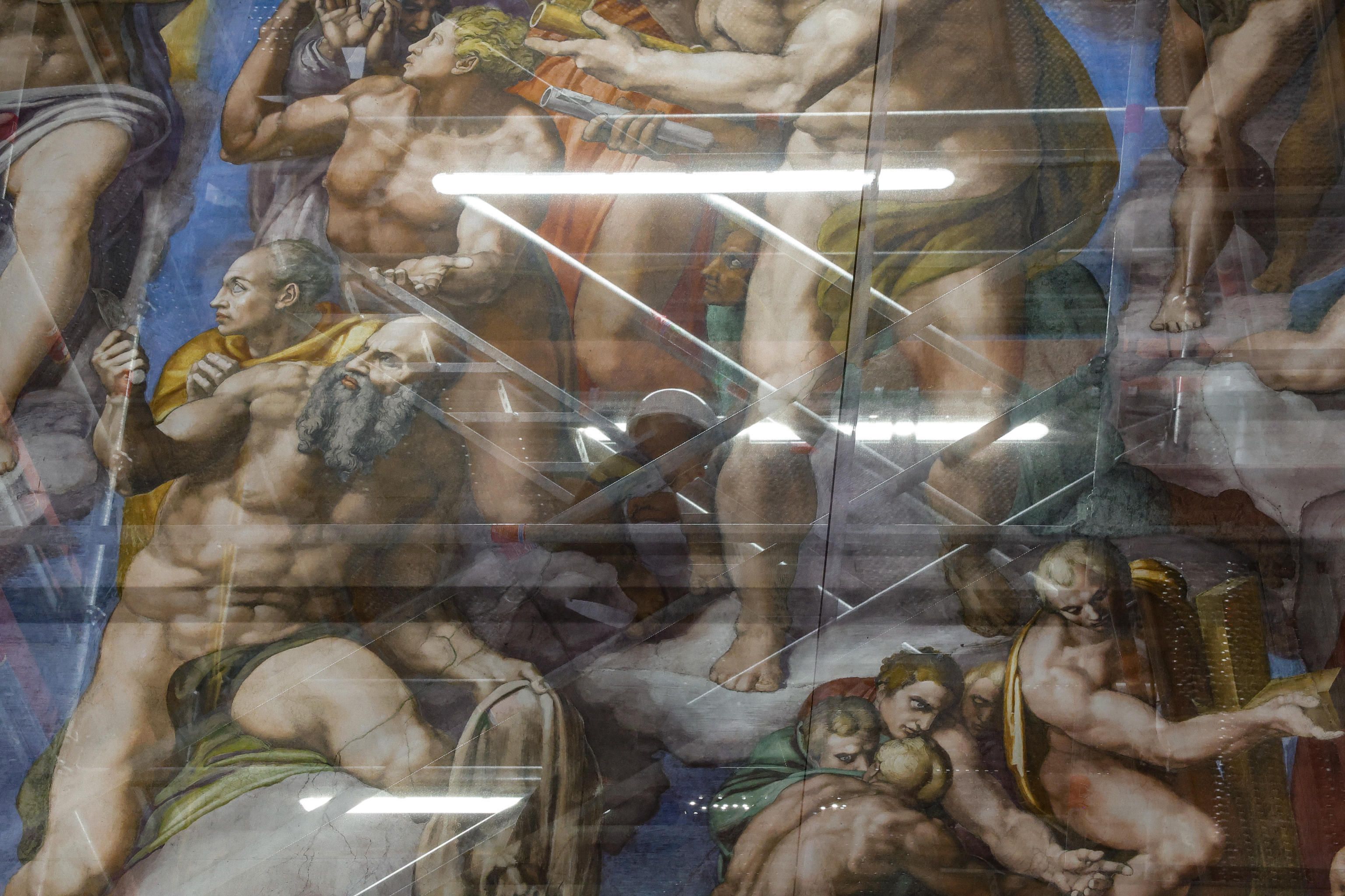 L'impalcatura per la manutenzione straordinaria del Giudizio universale nella Cappella Sistina / ANSA
