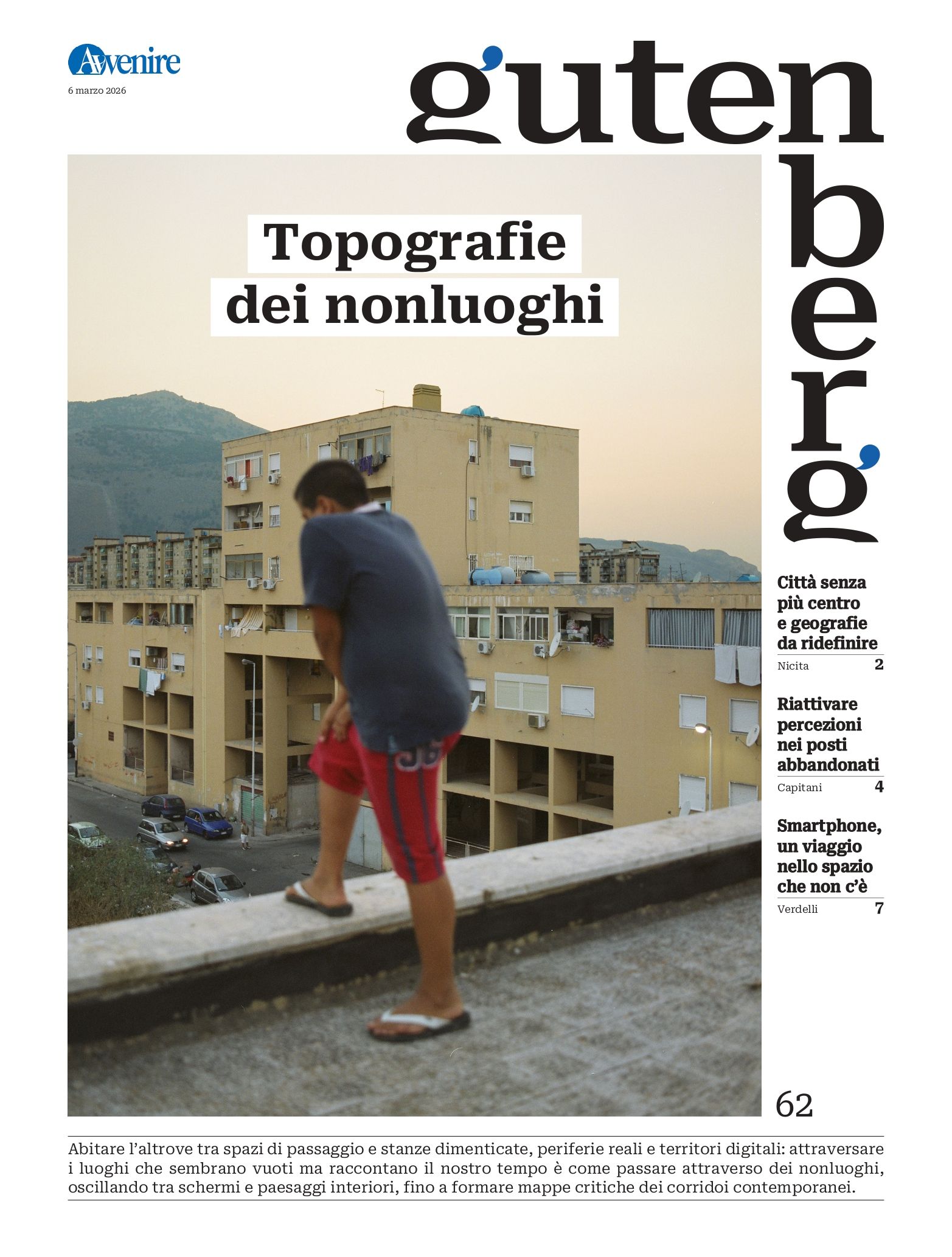 La copertina di Gutenberg n. 62, 6 marzo 2026