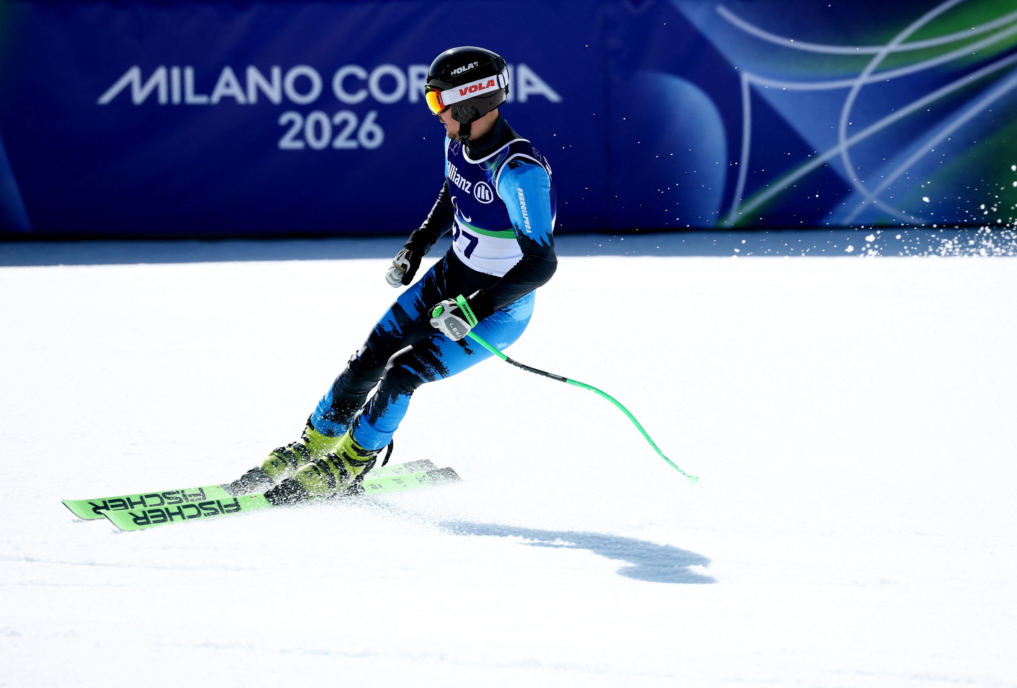 Il russo Aleksej Bugaev in allenamento sull'Olimpia delle Tofane /Retures / Stoyan Nenov