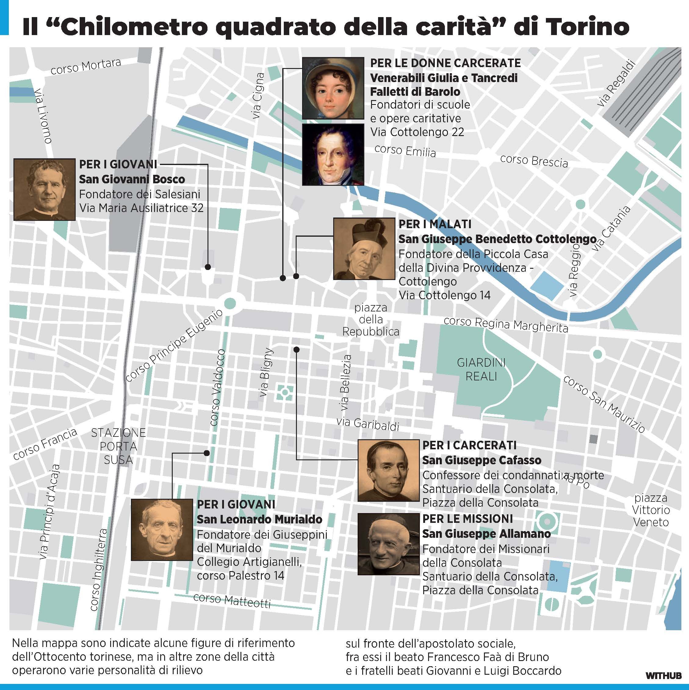 La mappa del “chilometro quadrato della carità” di Torino