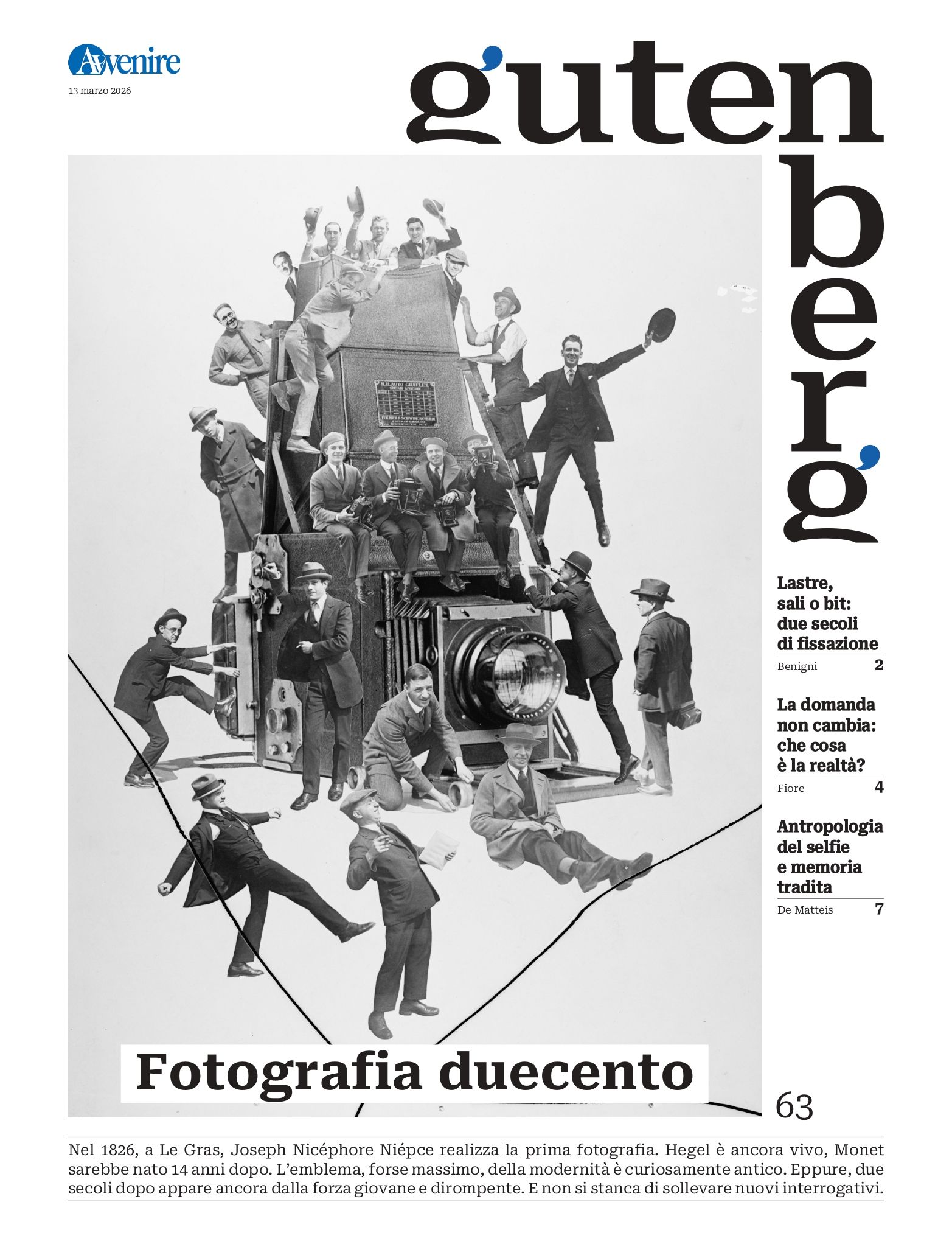 La copertina di Gutenberg n. 63, 13 marzo 2026