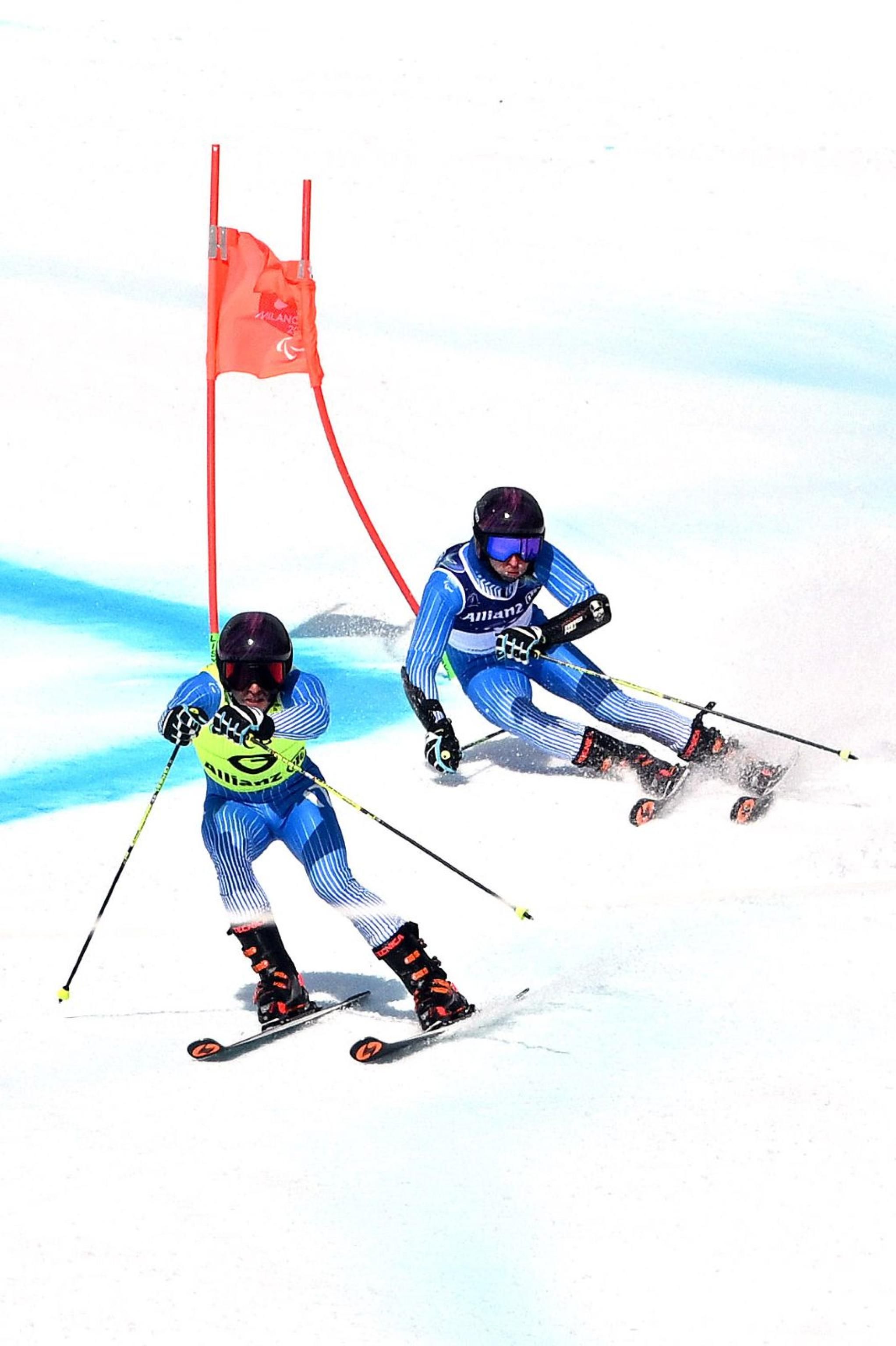 Giacomo Bertagnolli con la guida di Andrea Ravelli durante lo slalom gigante / Ansa / Mezzelani / Cip