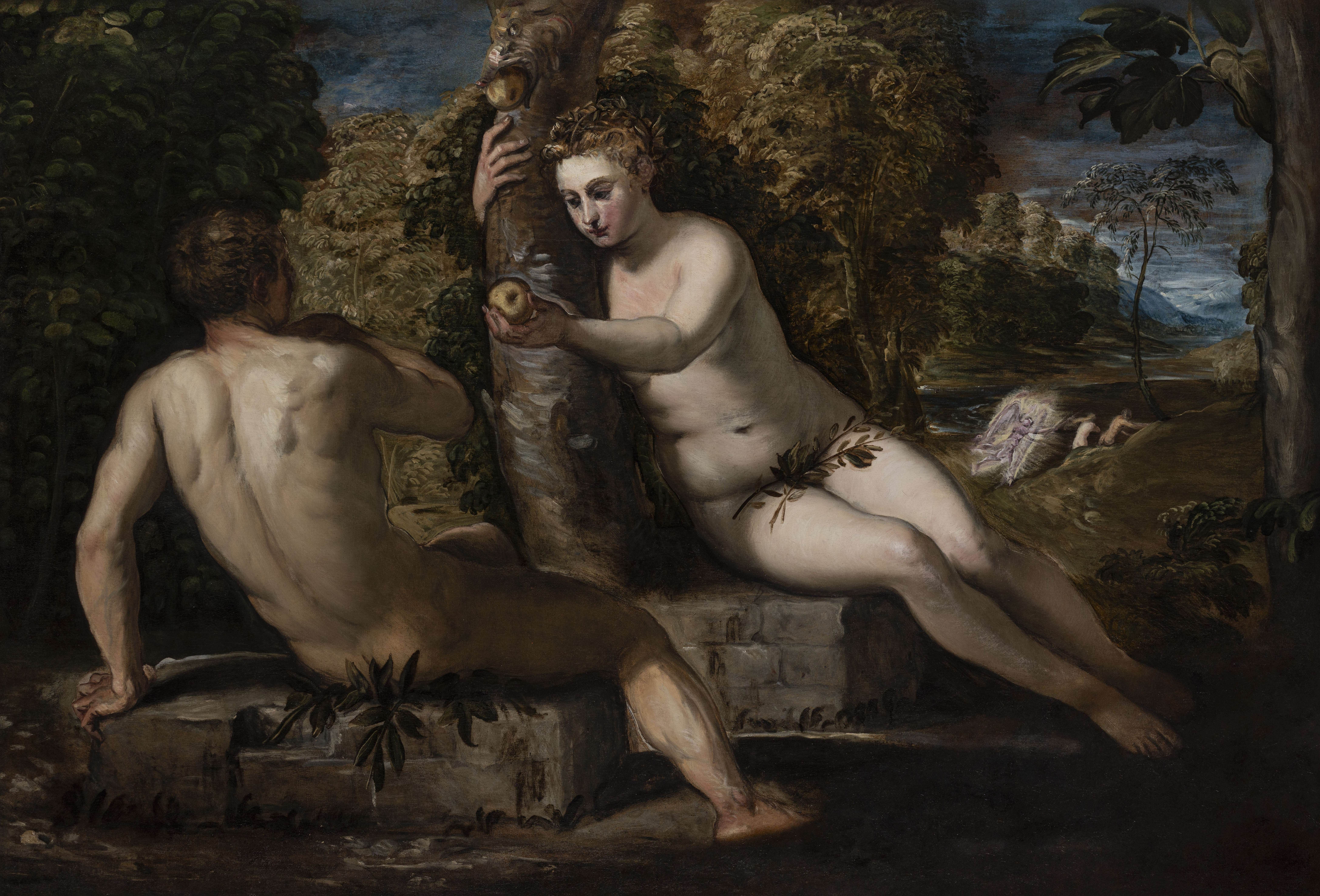 Tintoretto, “Il peccato originale” dopo il restauro / foto di Matteo De Fina su concessione del ministero della Cultura / Gallerie dell’Accademia di Venezia