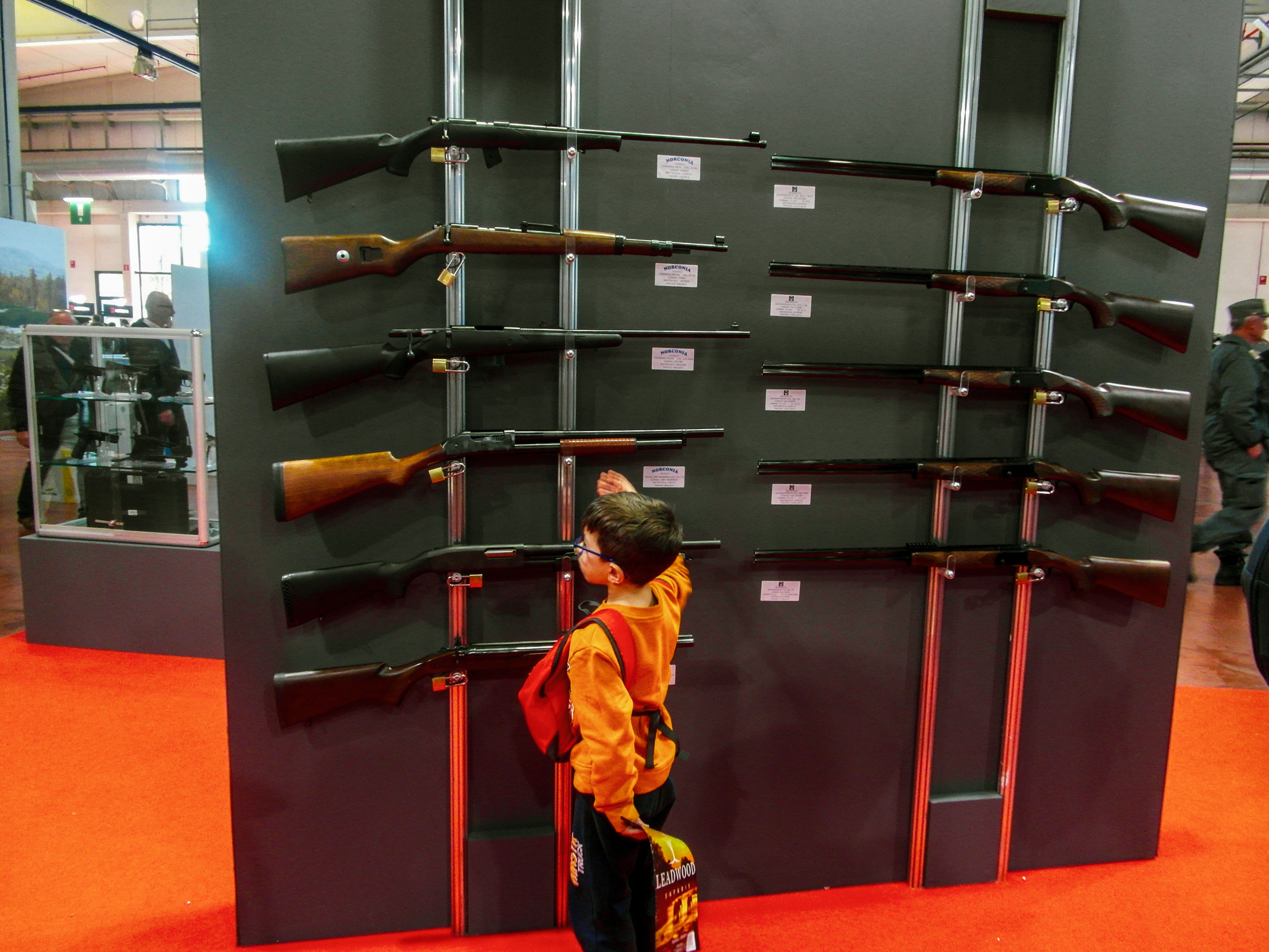 Un bambino fra gli stand della fiera / Extinction Rebellion