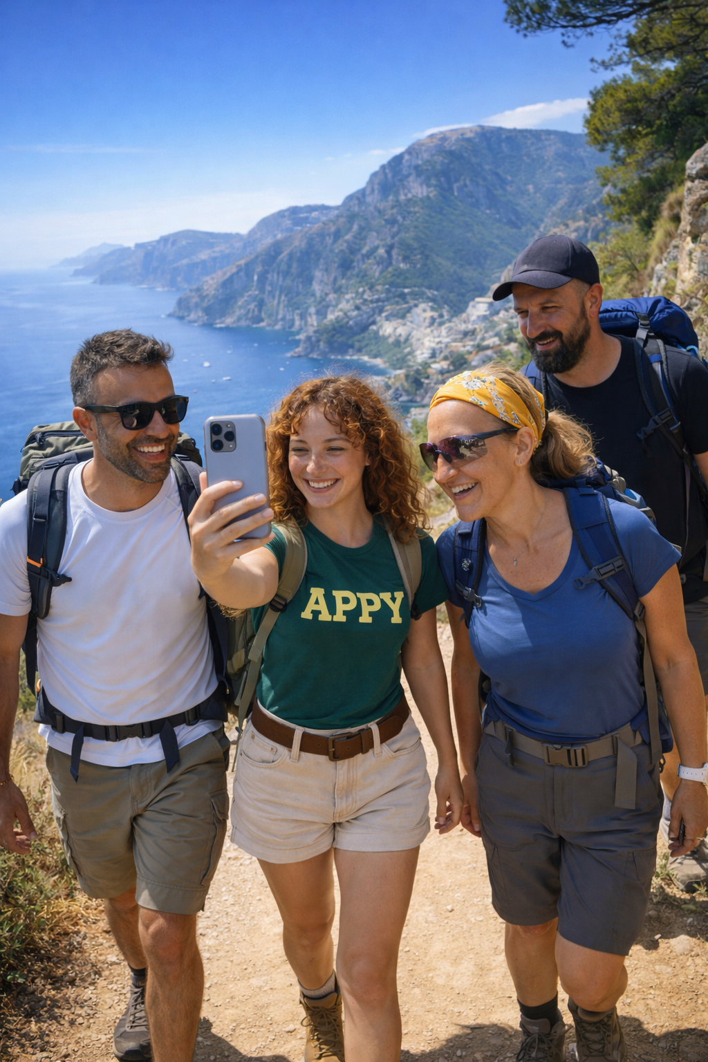 Il selfie del team di AppyPilgrim, in cammino con "Appy" / Ufficio stampa