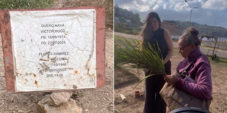 La piccola targa arrugginita con il nome di Quero Nava(s) Víctor Hugo

