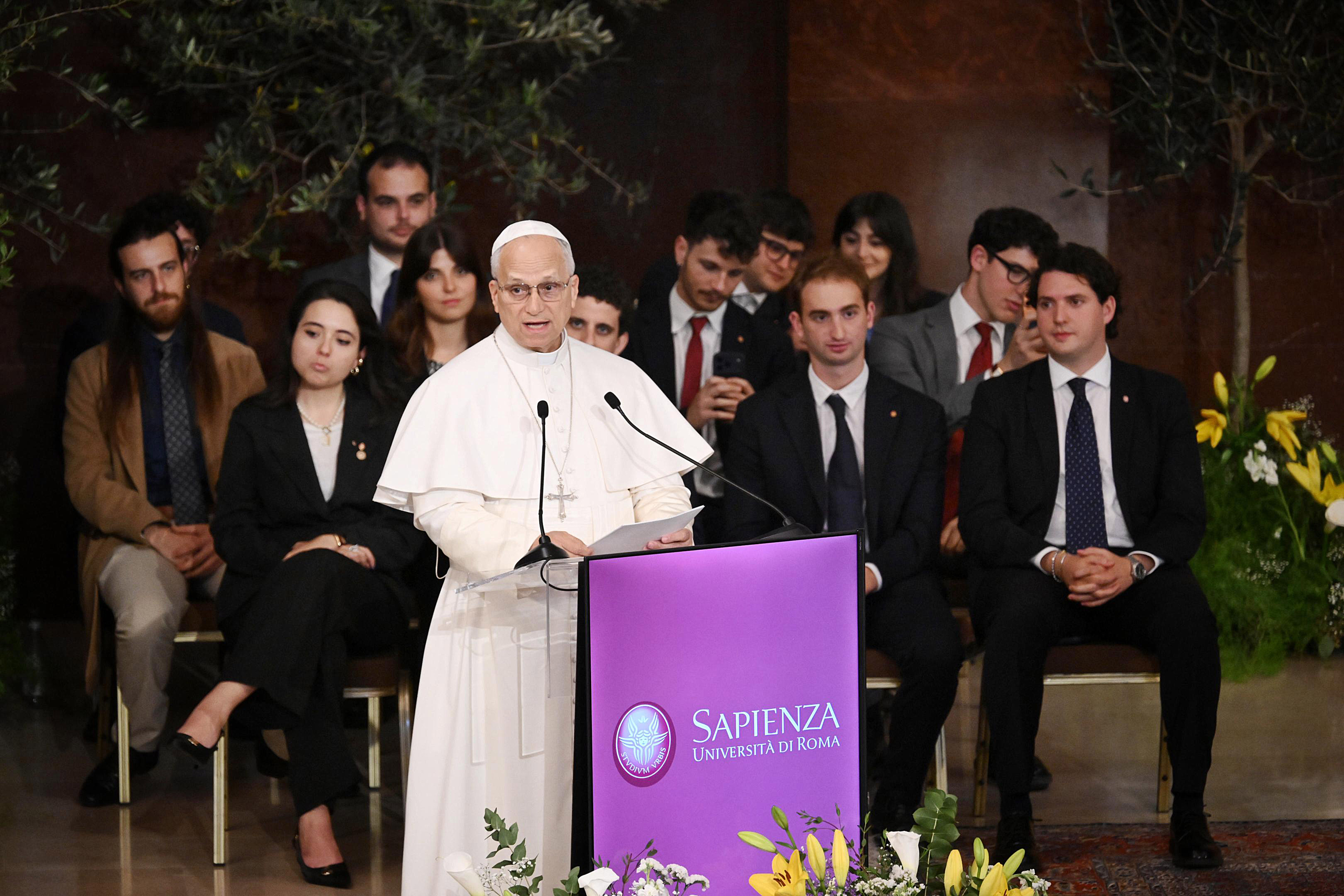 Papa Leone XIV nell'aula magna dell'università "La Sapienza" di Roma&nbsp;