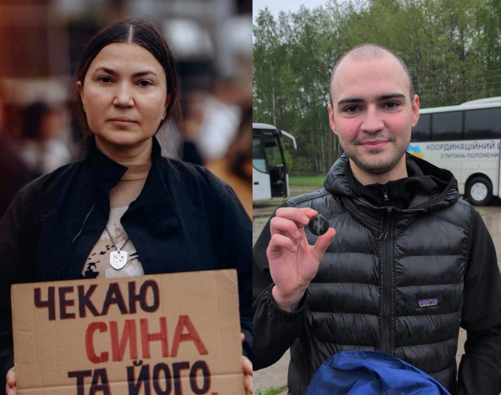 Tetyana e suo figlio Artem Vyshniak liberato dopo quattro anni di prigionia in Russia / Instagram-Mezha_net