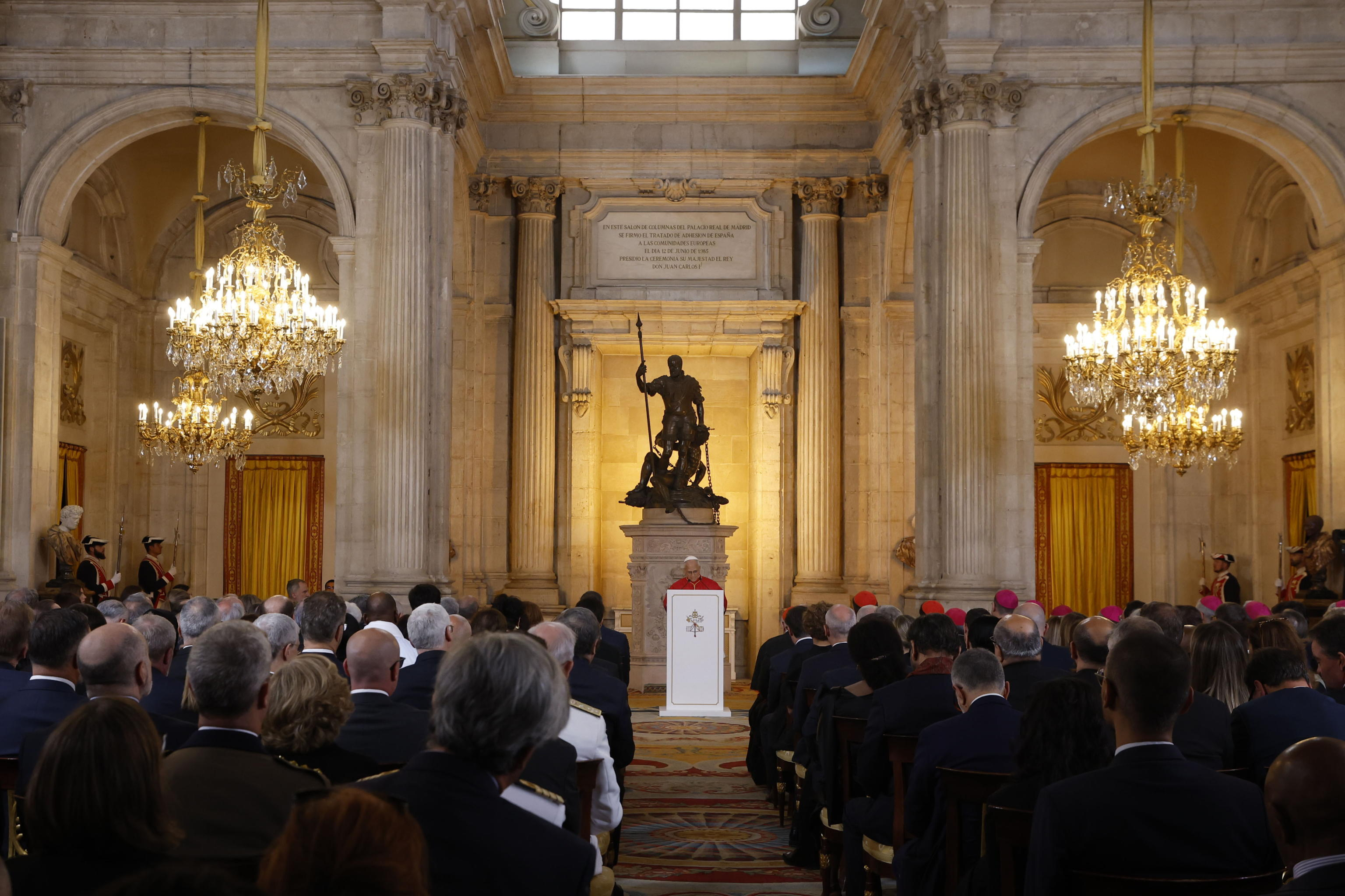 L'incontro di papa Leone XIV a Madrid con il re Felipe VI, le autorità civili, il corpo diplomatico e la società civile della Spagna / ANSA