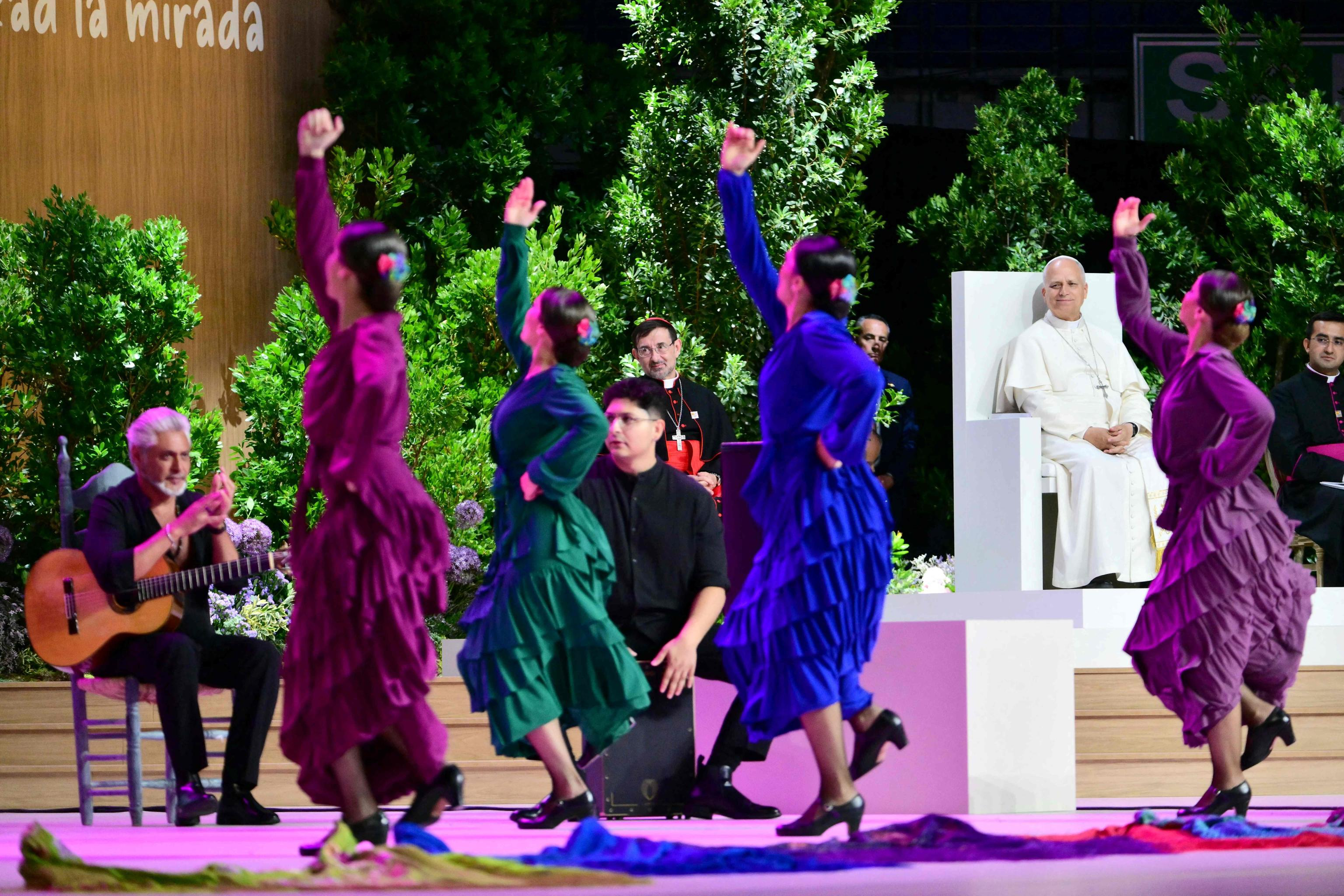 Il balletto di flamenco durante l'incontro del Papa con il mondo della cultura a Madrid / AFP