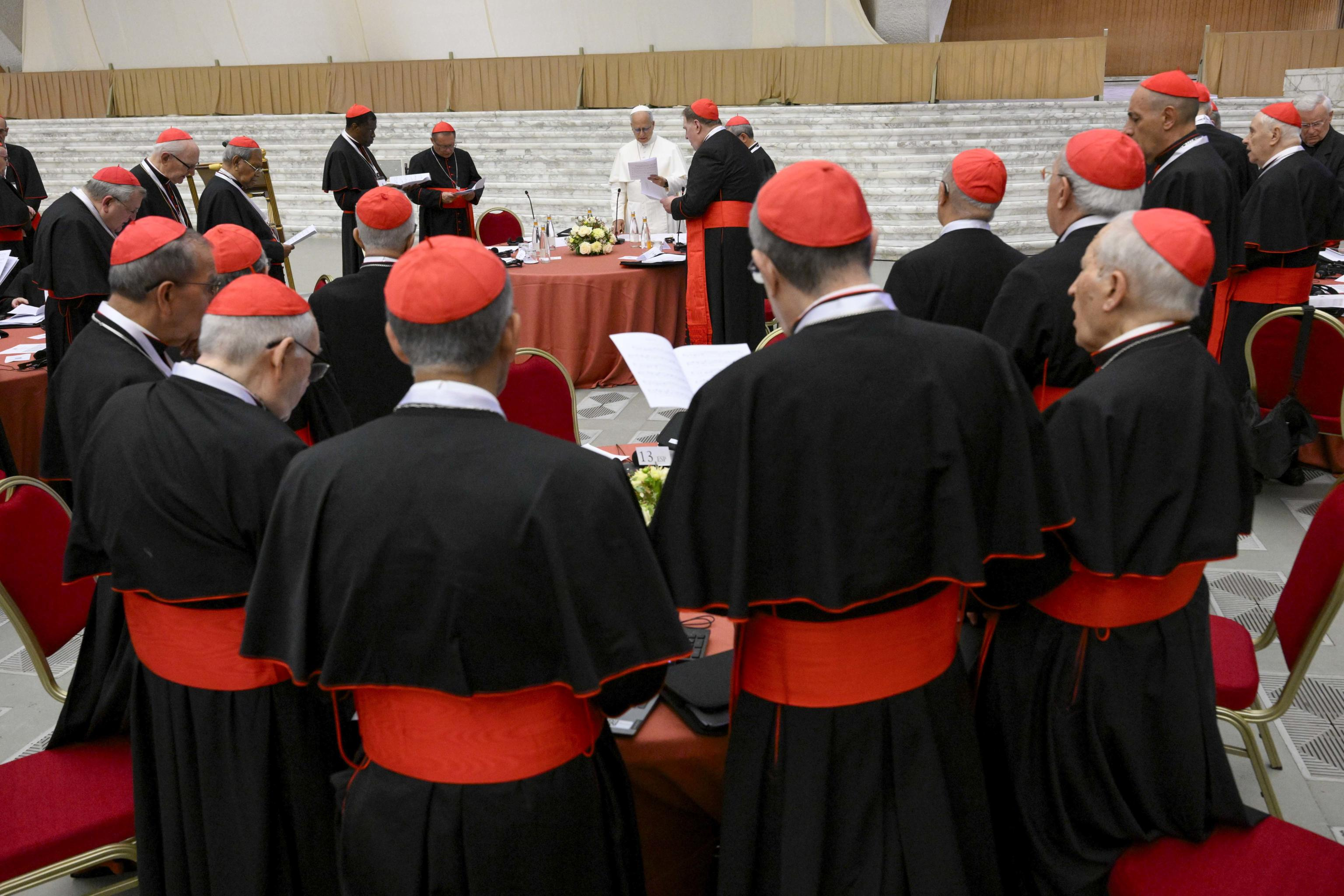 La preghiera del Veni Creator Spiritus con i cardinali in aula Paolo VI, 26 giugno 2026 - (Vatican Media)